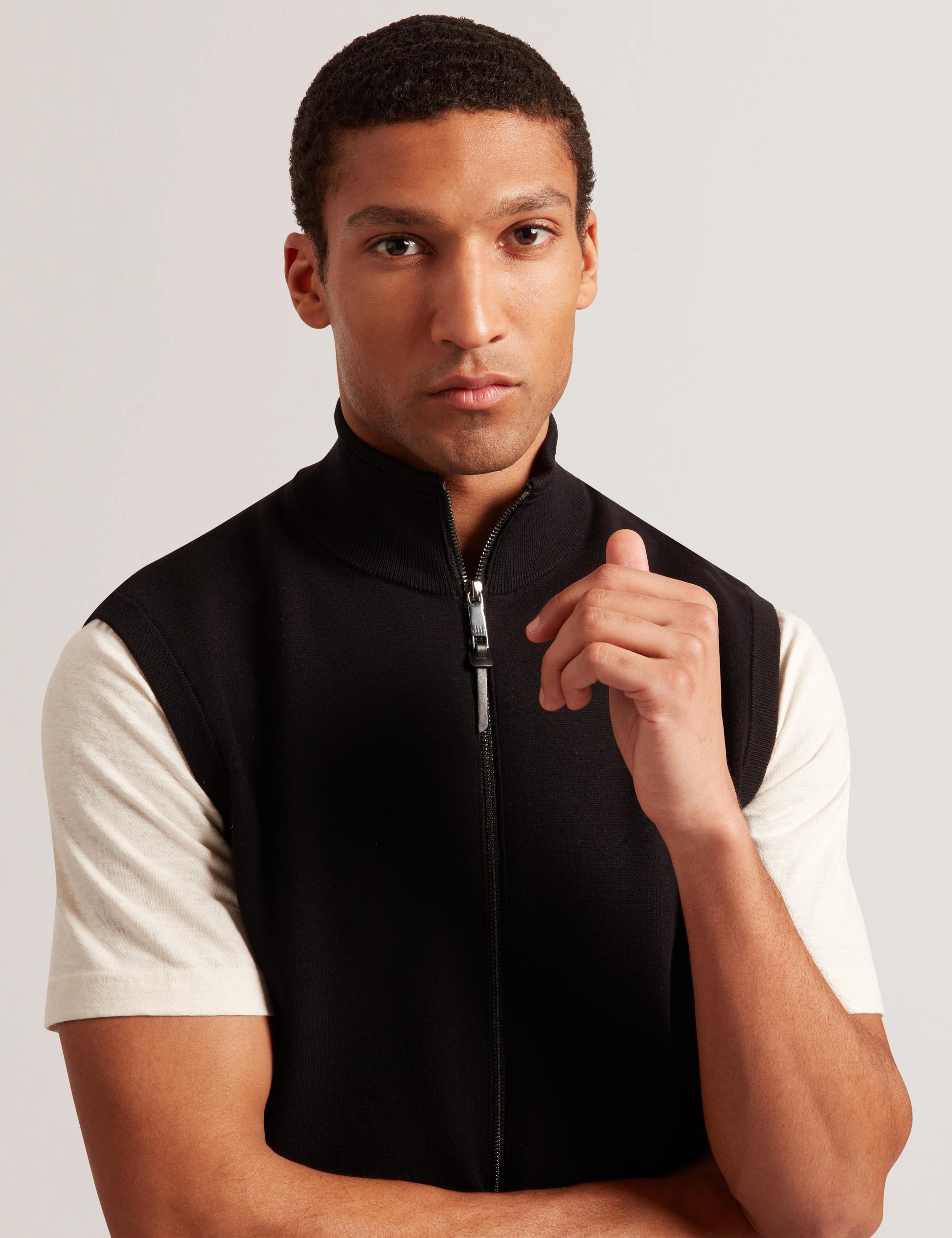 Ted Baker TERINCE - Zip-Through Funnel Neck Gillet BLACK