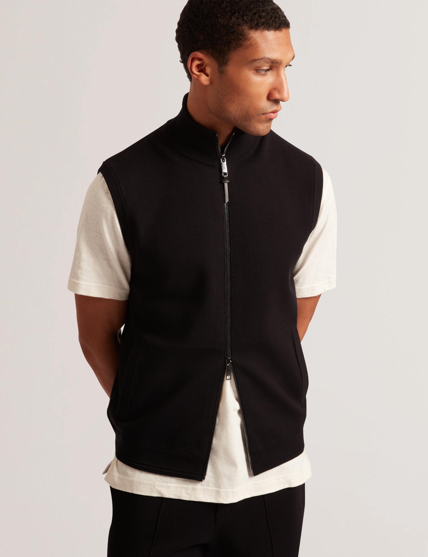 Ted Baker TERINCE - Zip-Through Funnel Neck Gillet BLACK