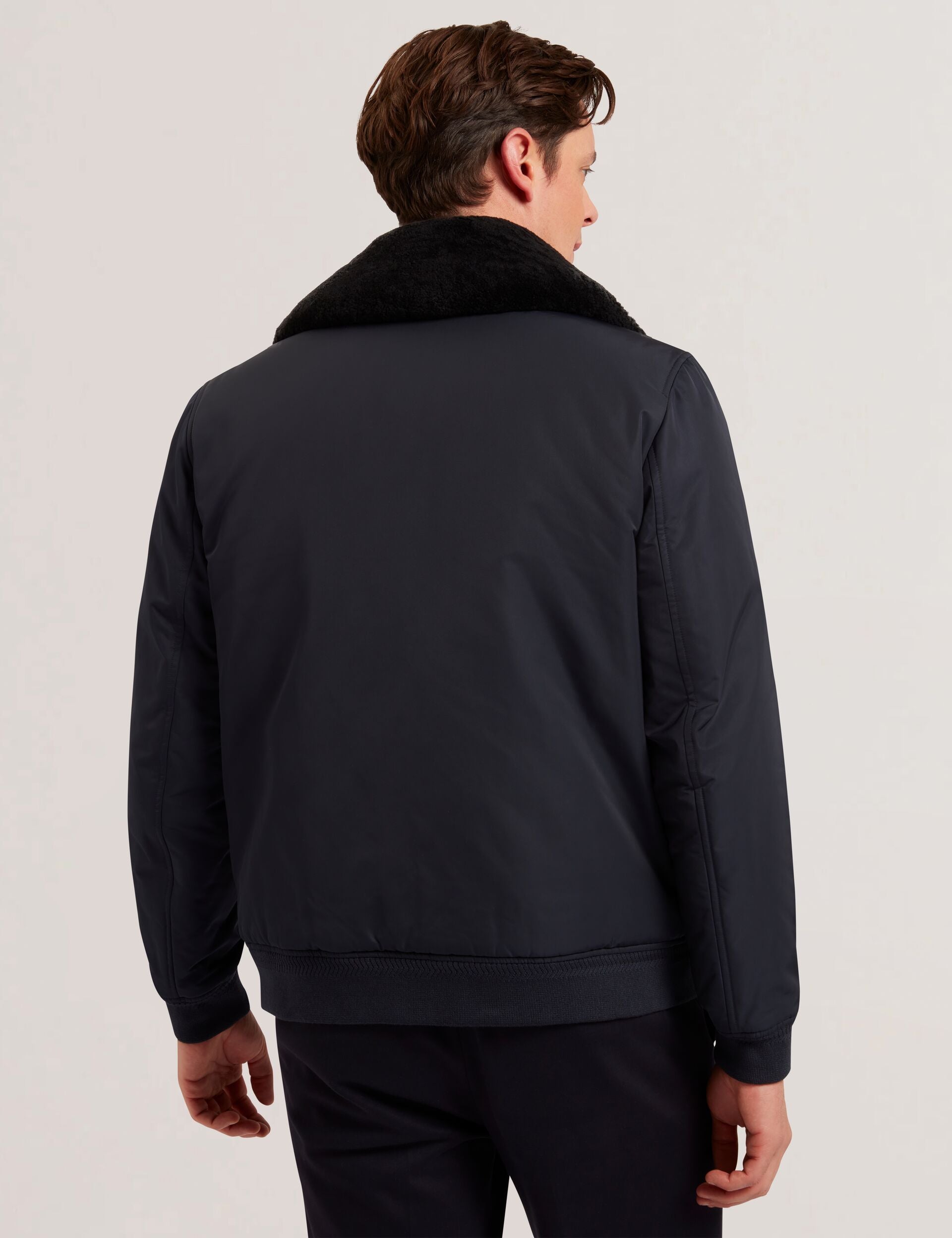Ted Baker AVITORE - Zip Bomber Jacket With Removable Collar NAVY
