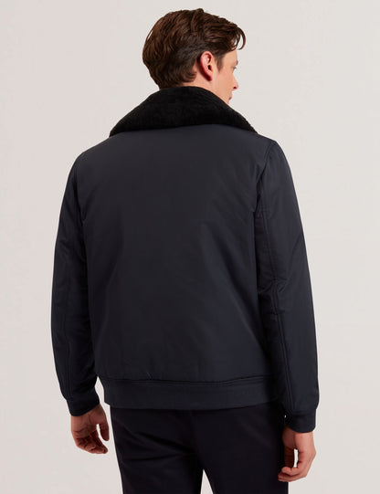 Ted Baker AVITORE - Zip Bomber Jacket With Removable Collar NAVY