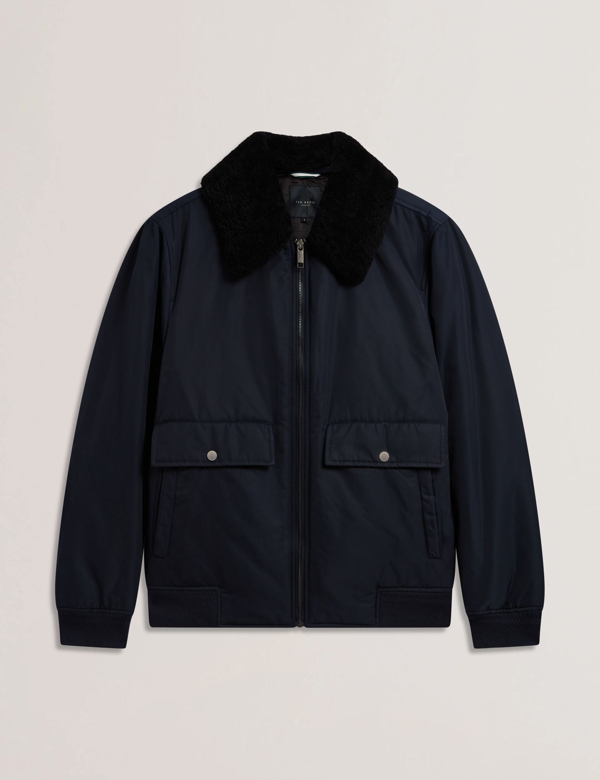 Ted Baker AVITORE - Zip Bomber Jacket With Removable Collar NAVY