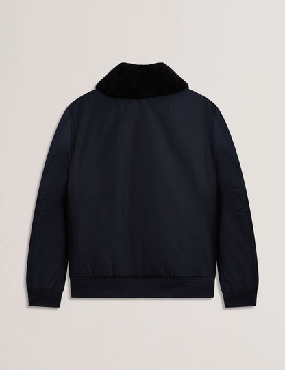 Ted Baker AVITORE - Zip Bomber Jacket With Removable Collar NAVY
