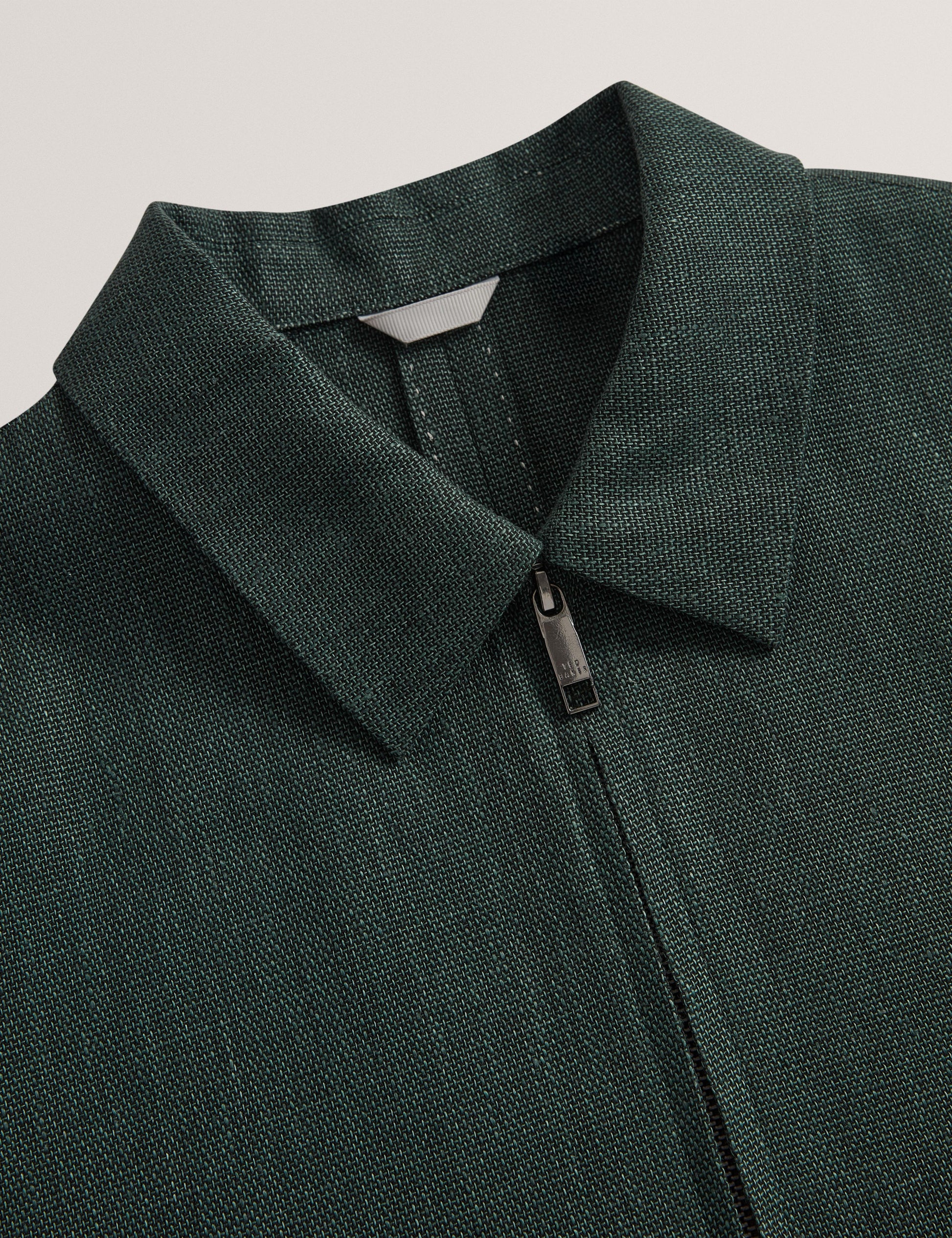 Ted Baker KUMARH - Linen Blend Zip Up Harrington Jacket DARK GREEN