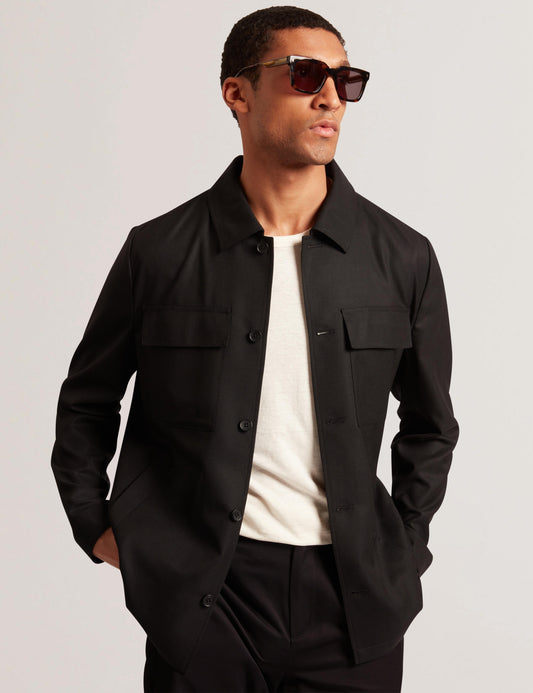 Ted Baker SELWYNJ - Black Lightweight Wool Blend Shirt Jacket BLACK