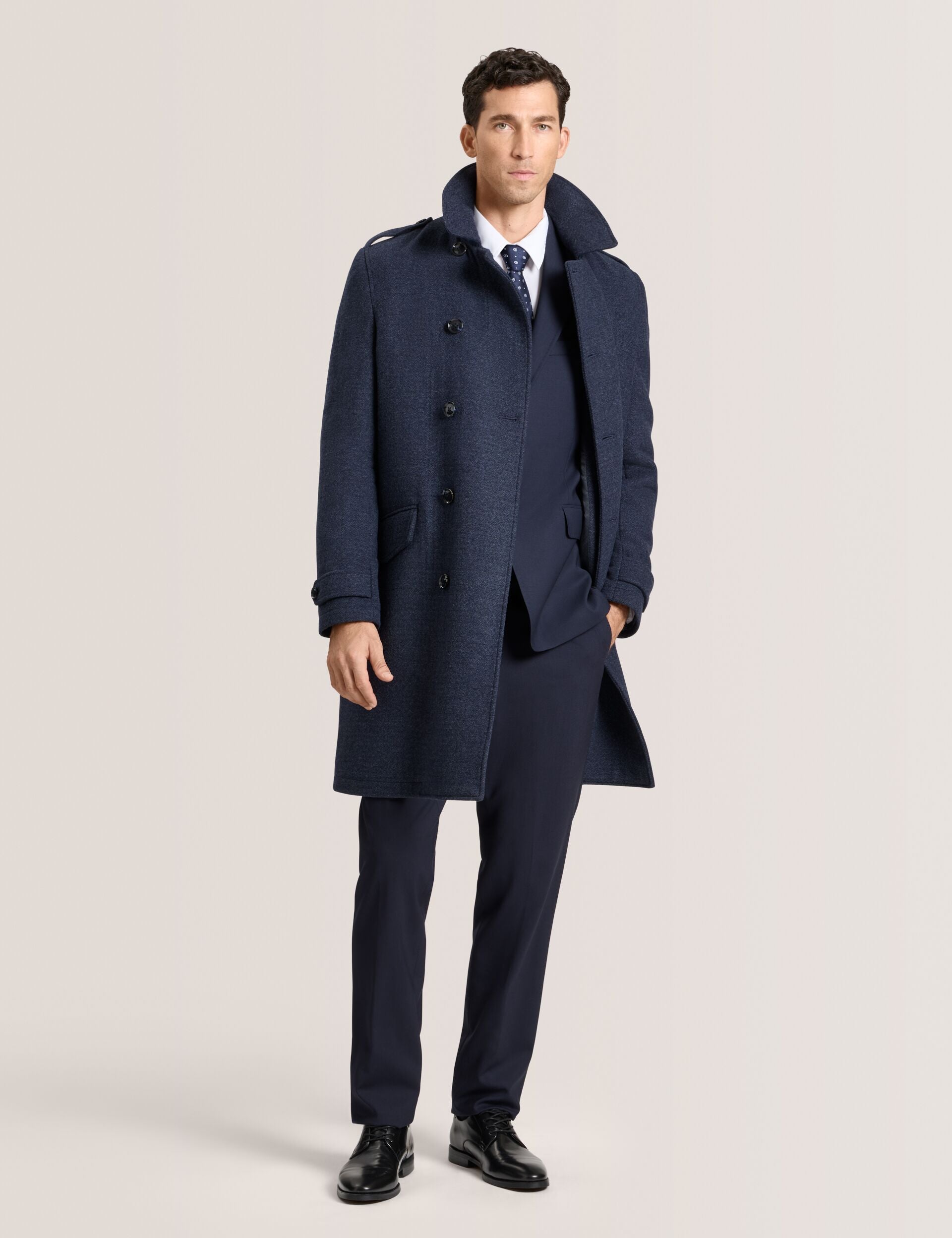 Ted Baker WINDYHILL - Twill Overcoat BLUE