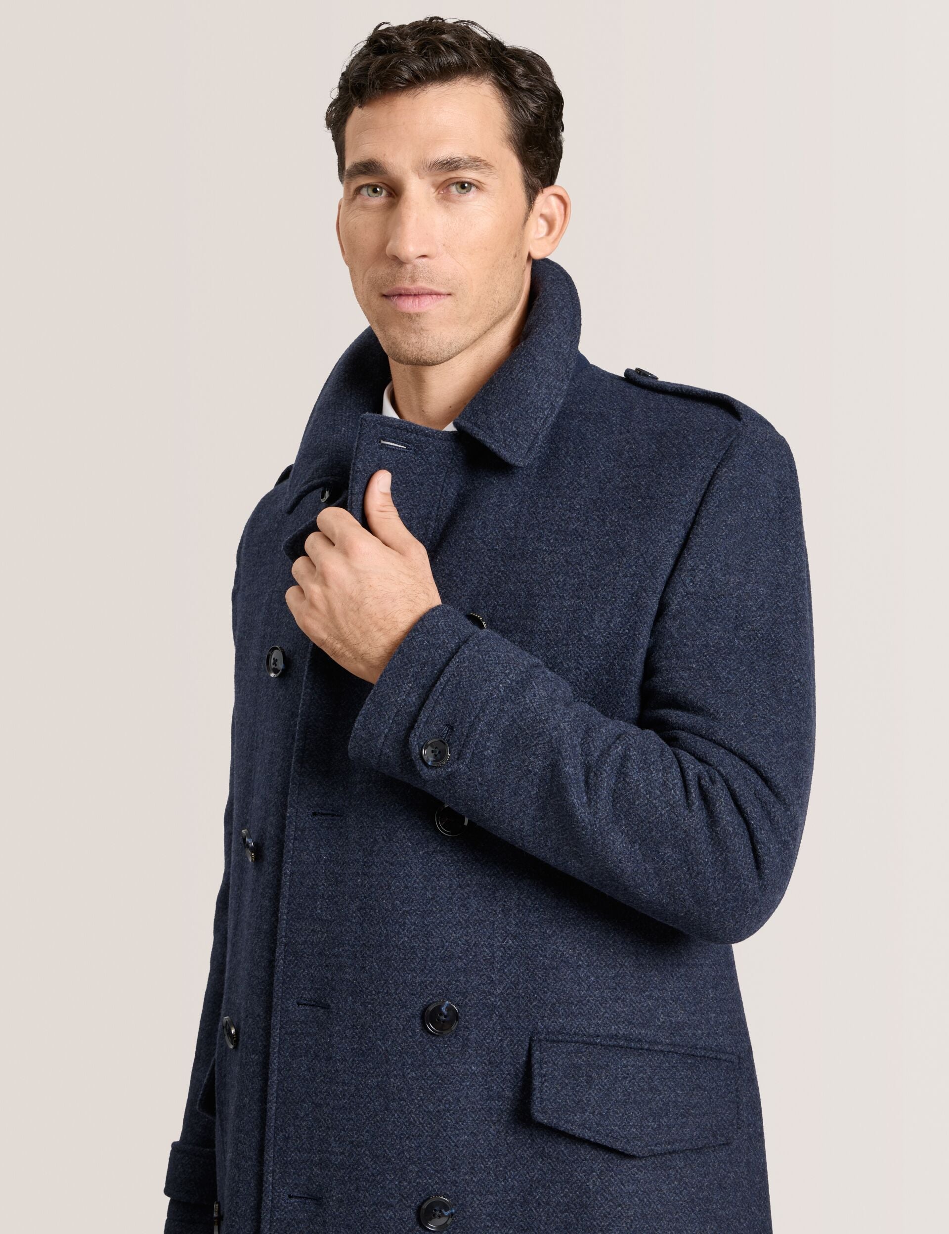 Ted Baker WINDYHILL - Twill Overcoat BLUE