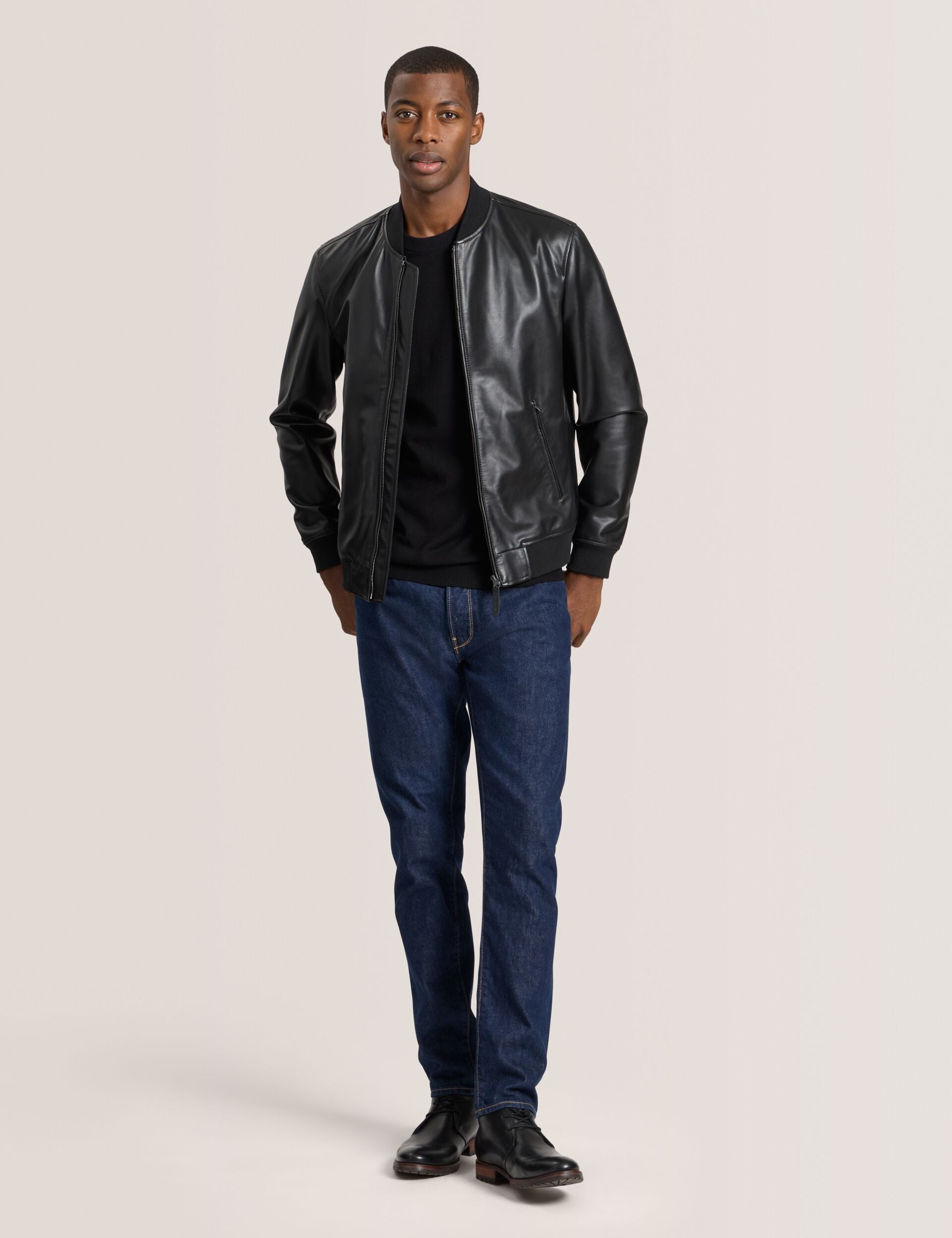Ted Baker WAGGONER - Leather Bomber Jacket BLACK
