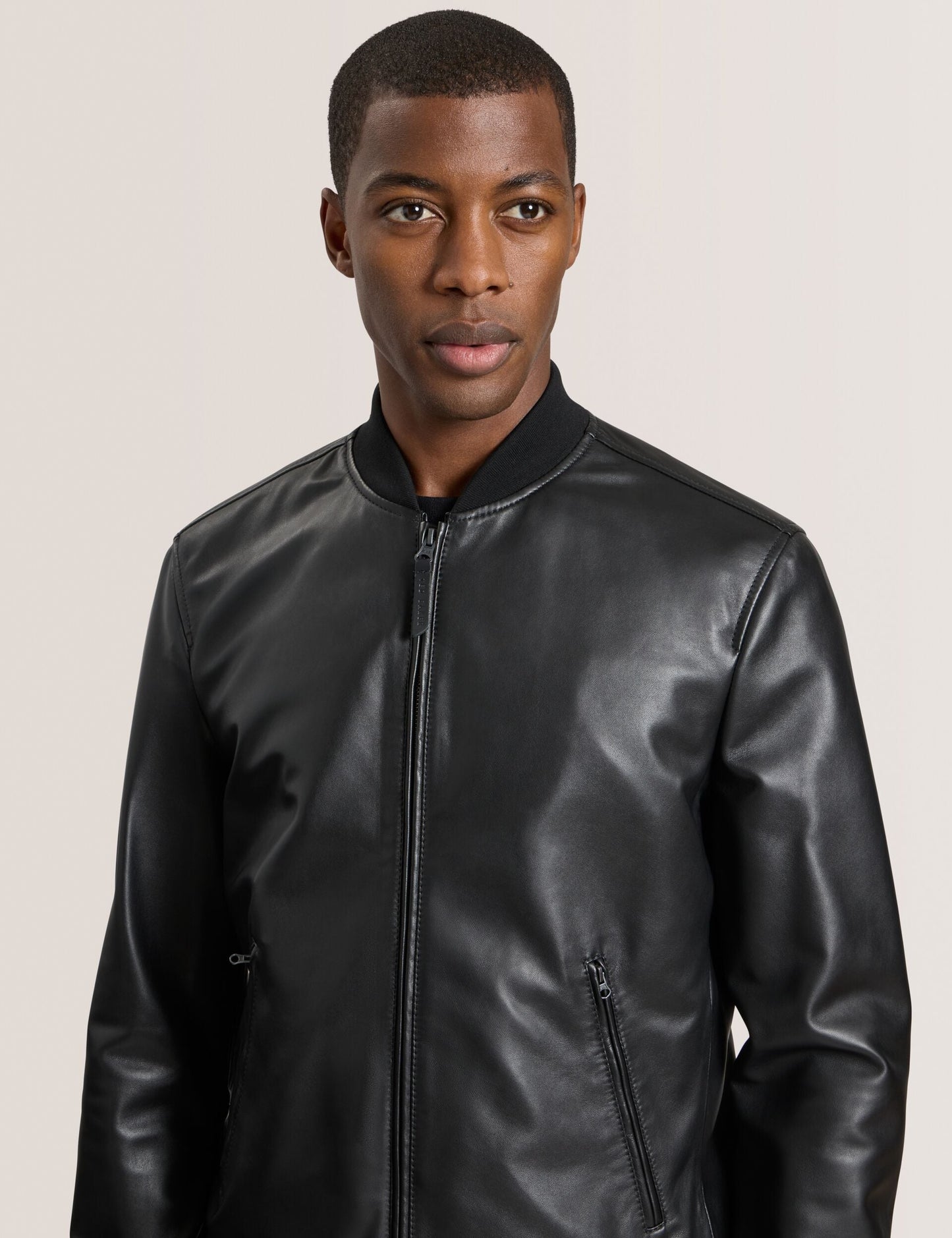 Ted Baker WAGGONER - Leather Bomber Jacket BLACK