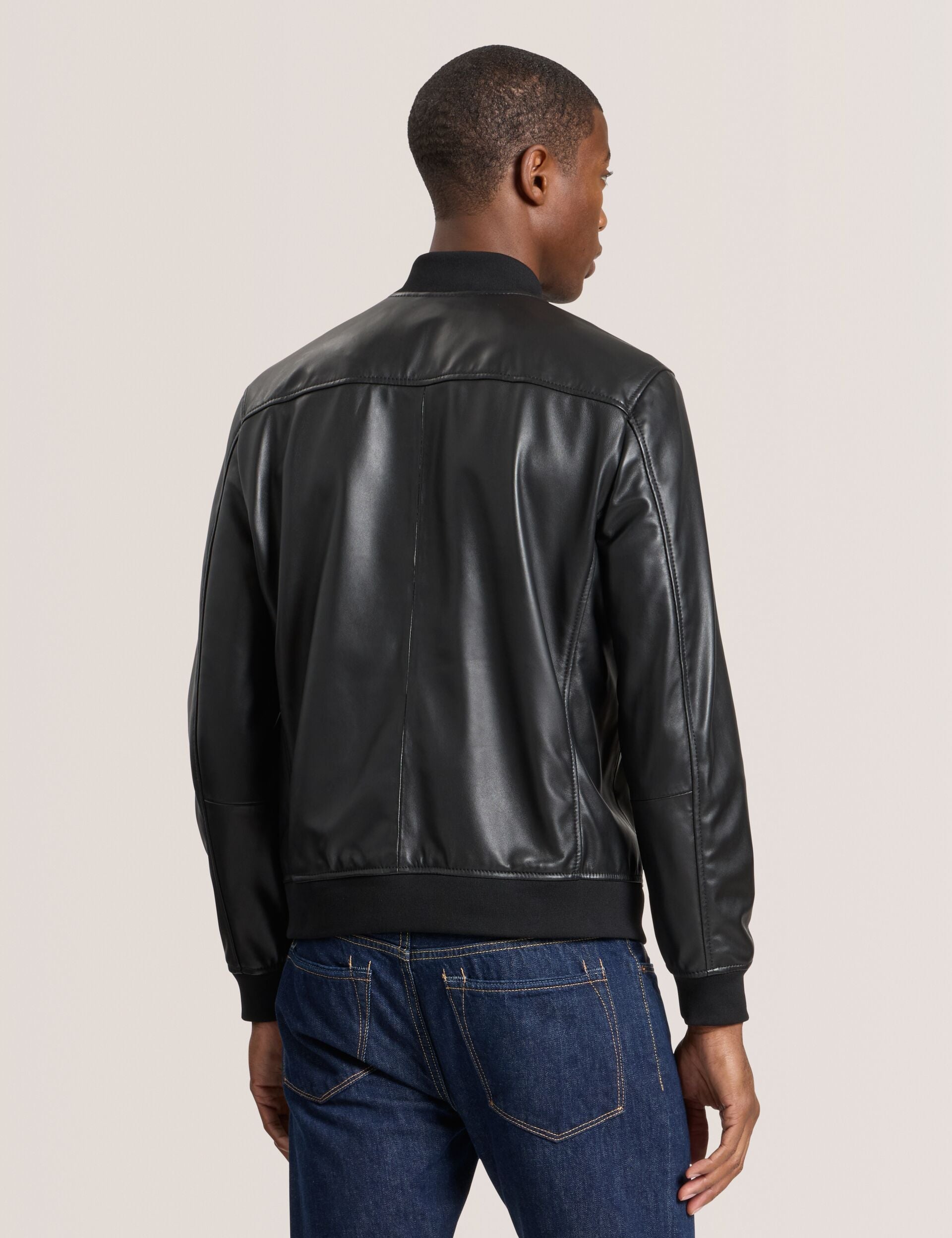 Ted Baker WAGGONER - Leather Bomber Jacket BLACK