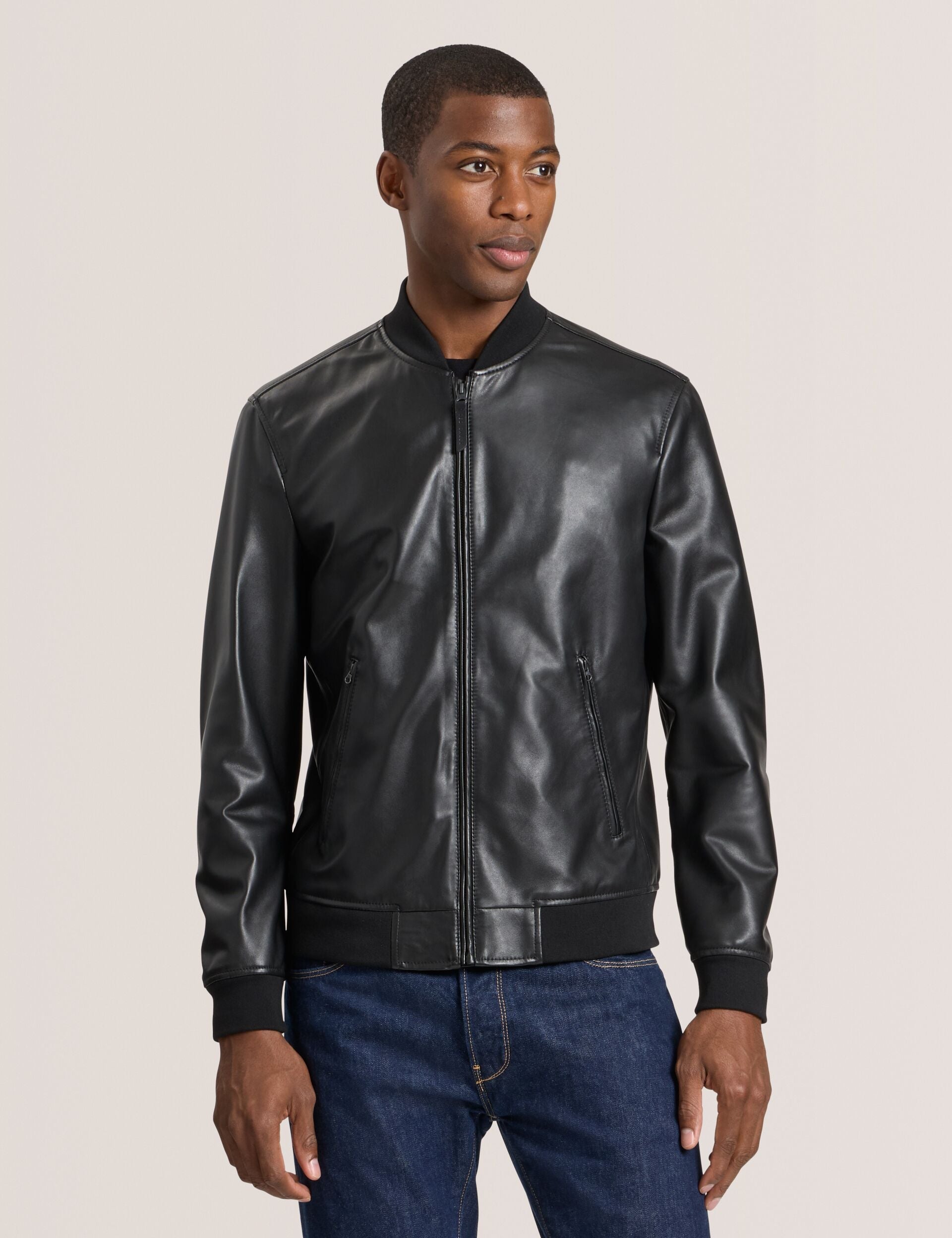 Ted Baker WAGGONER - Leather Bomber Jacket BLACK