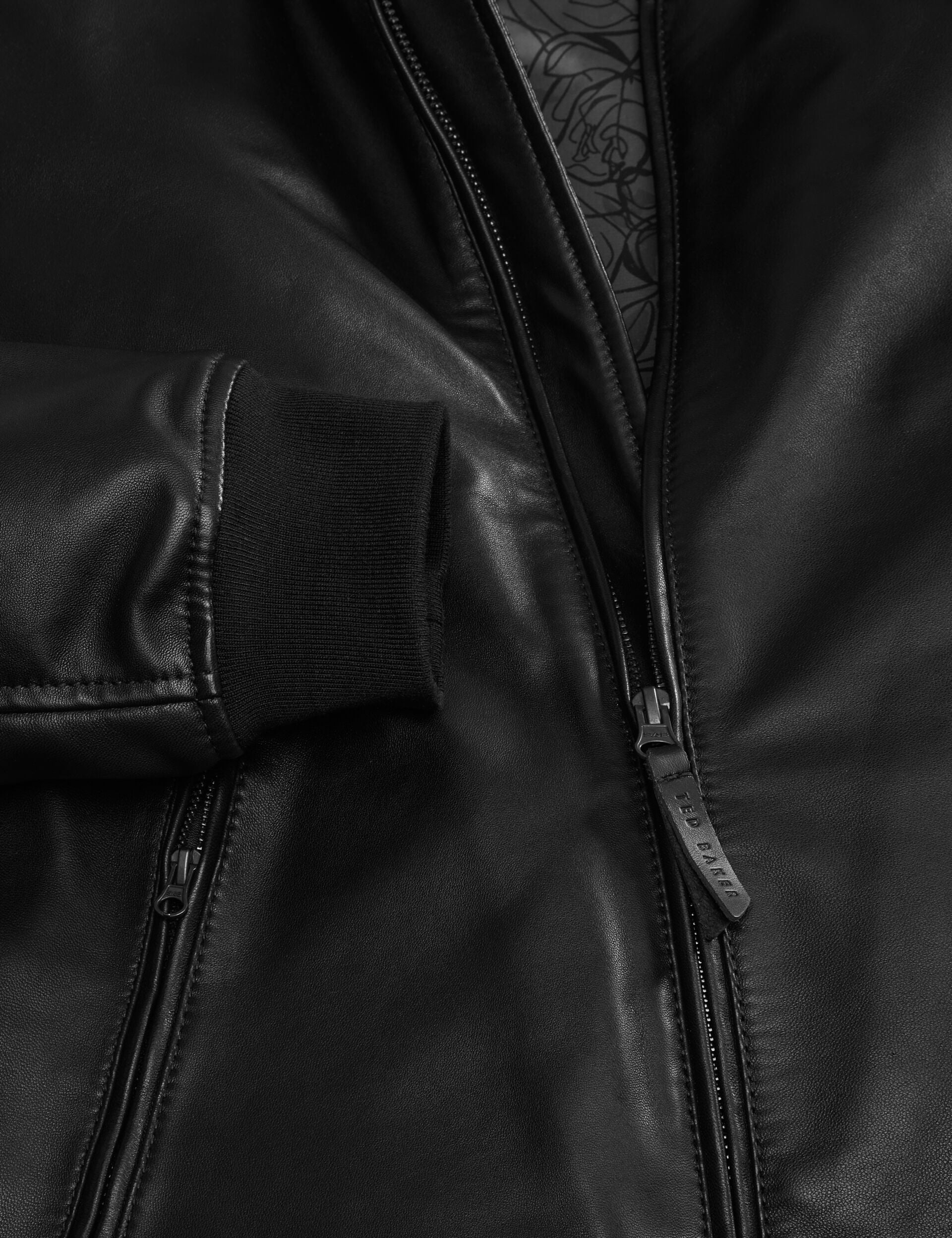 Ted Baker WAGGONER - Leather Bomber Jacket BLACK