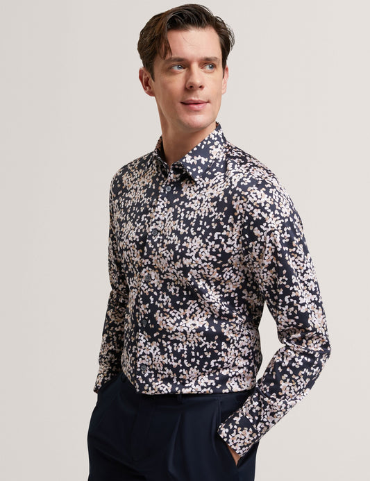 Ted Baker JACIEL Scattered Petal Slim Long Sleeve Shirt NAVY