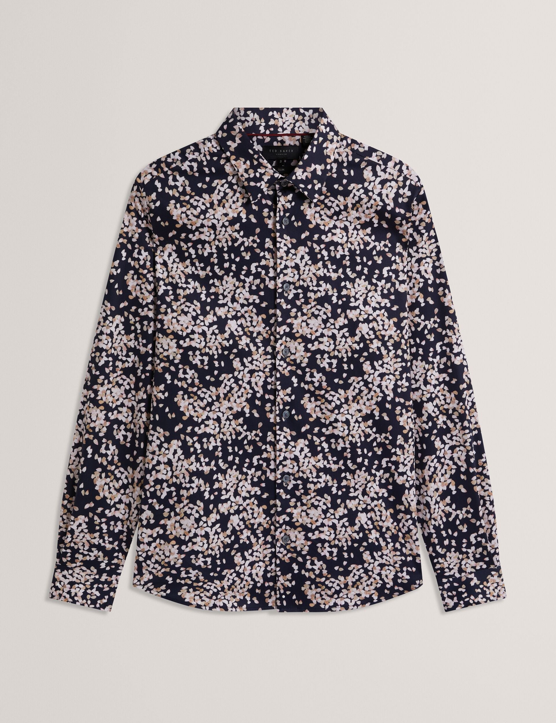 Ted Baker JACIEL Scattered Petal Slim Long Sleeve Shirt NAVY