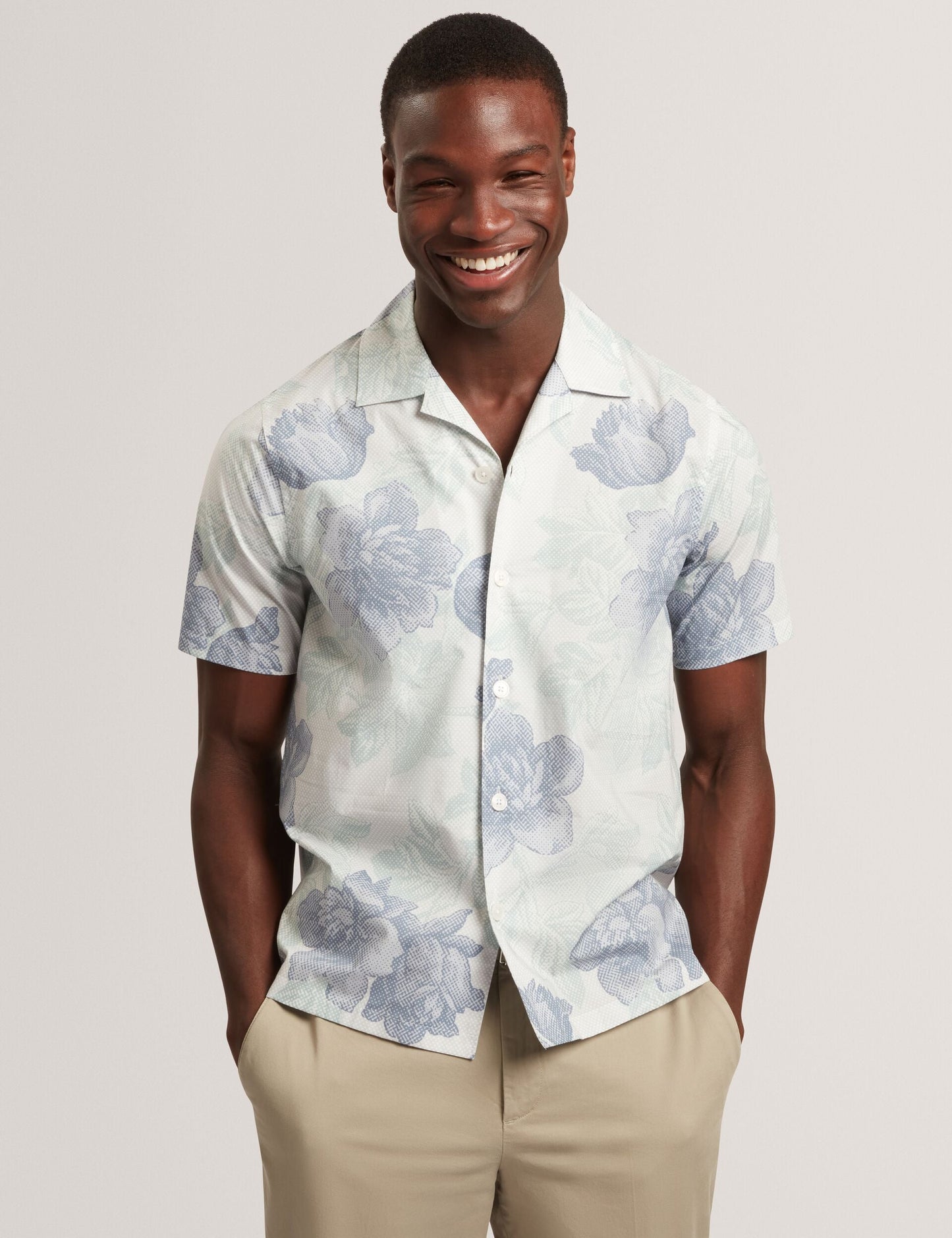 Ted Baker CESIRO Relaxed Shaded Floral Short Sleeve Shirt MID GREEN