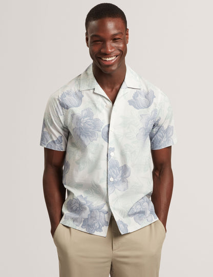 Ted Baker CESIRO Relaxed Shaded Floral Short Sleeve Shirt MID GREEN