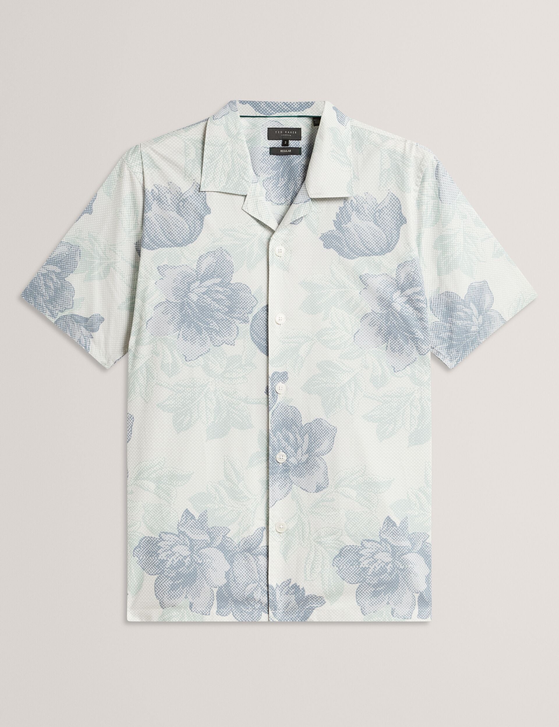 Ted Baker CESIRO Relaxed Shaded Floral Short Sleeve Shirt MID GREEN