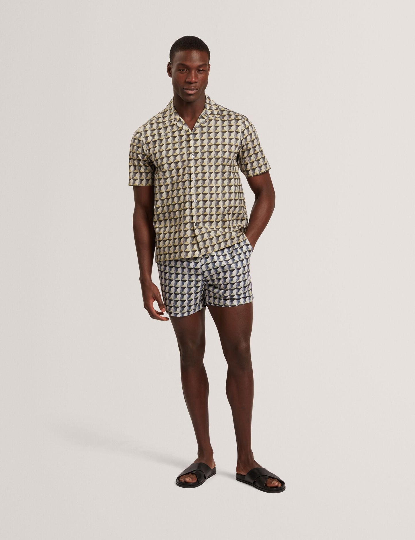 Ted Baker NAYELIN Relaxed Fit Painted Geo Print Shirt MID GREEN