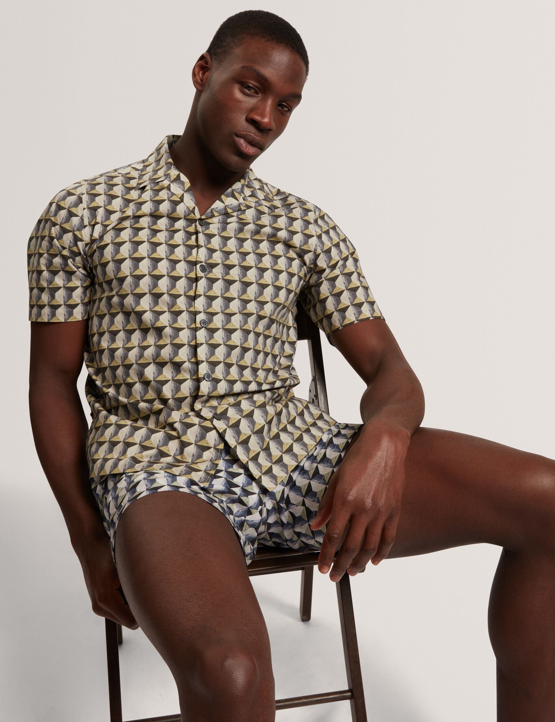 Ted Baker NAYELIN Relaxed Fit Painted Geo Print Shirt MID GREEN