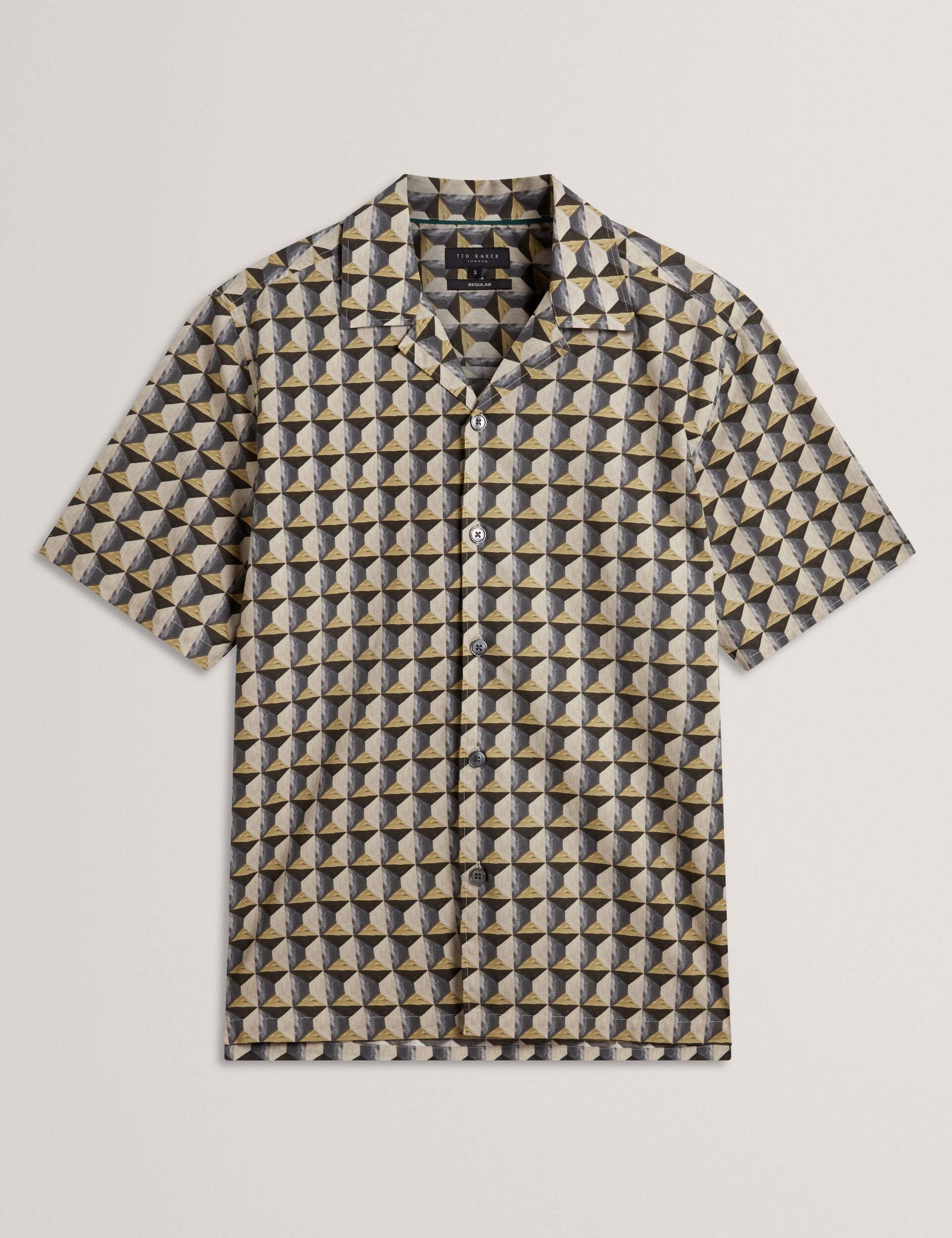 Ted Baker NAYELIN Relaxed Fit Painted Geo Print Shirt MID GREEN