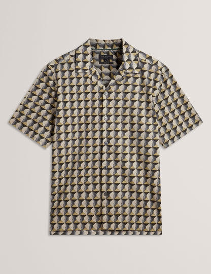 Ted Baker NAYELIN Relaxed Fit Painted Geo Print Shirt MID GREEN