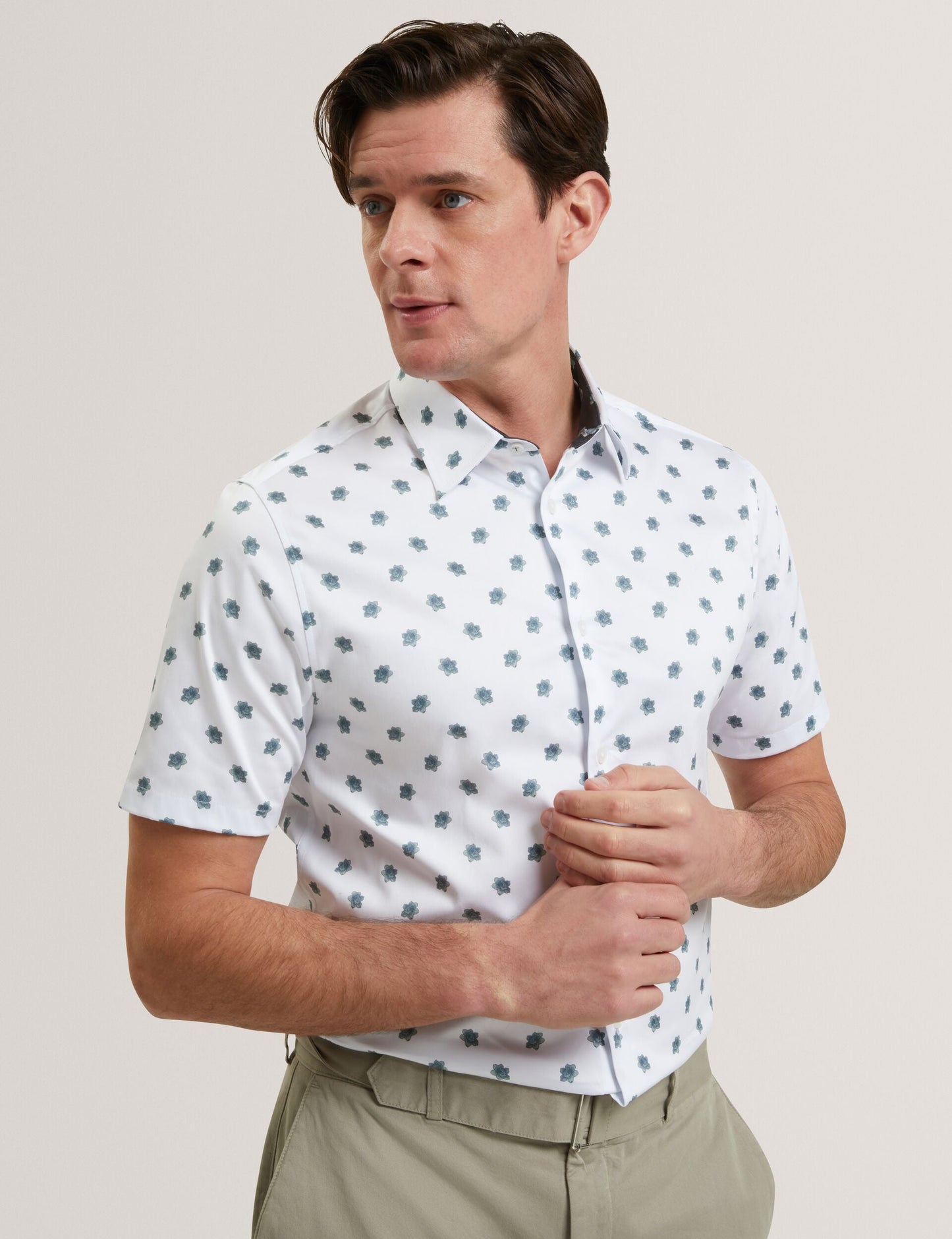 Ted Baker CHASKA Mini Floral Print Short Sleeve Shirt WHITE