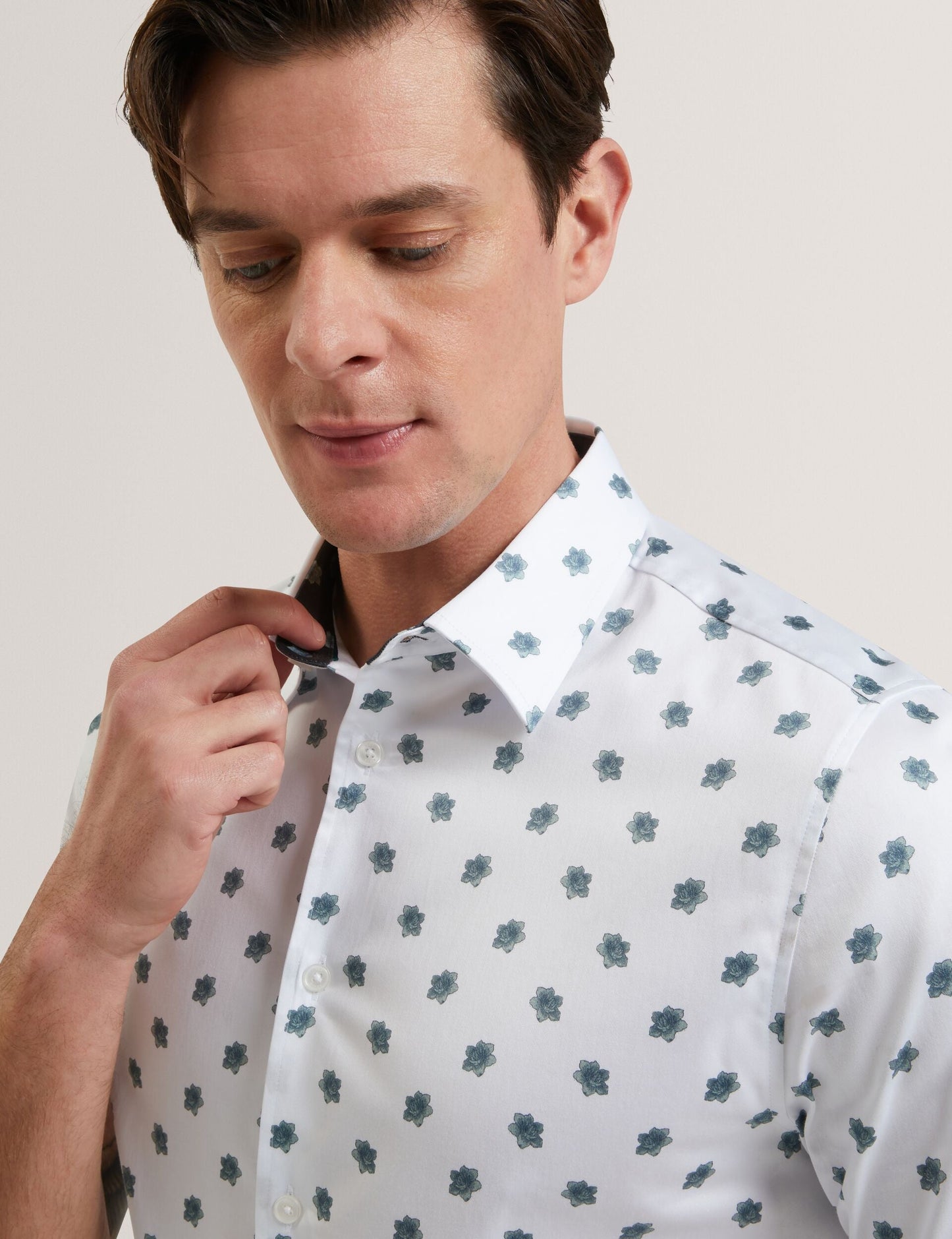 Ted Baker CHASKA Mini Floral Print Short Sleeve Shirt WHITE