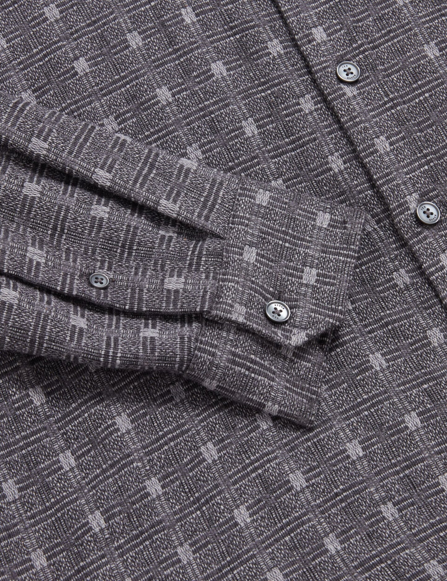 Ted Baker VYSER Jacquard Check Woven Long Sleeve Shirt GREY