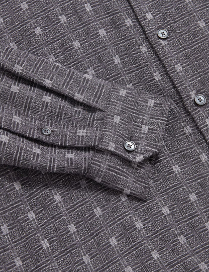 Ted Baker VYSER Jacquard Check Woven Long Sleeve Shirt GREY