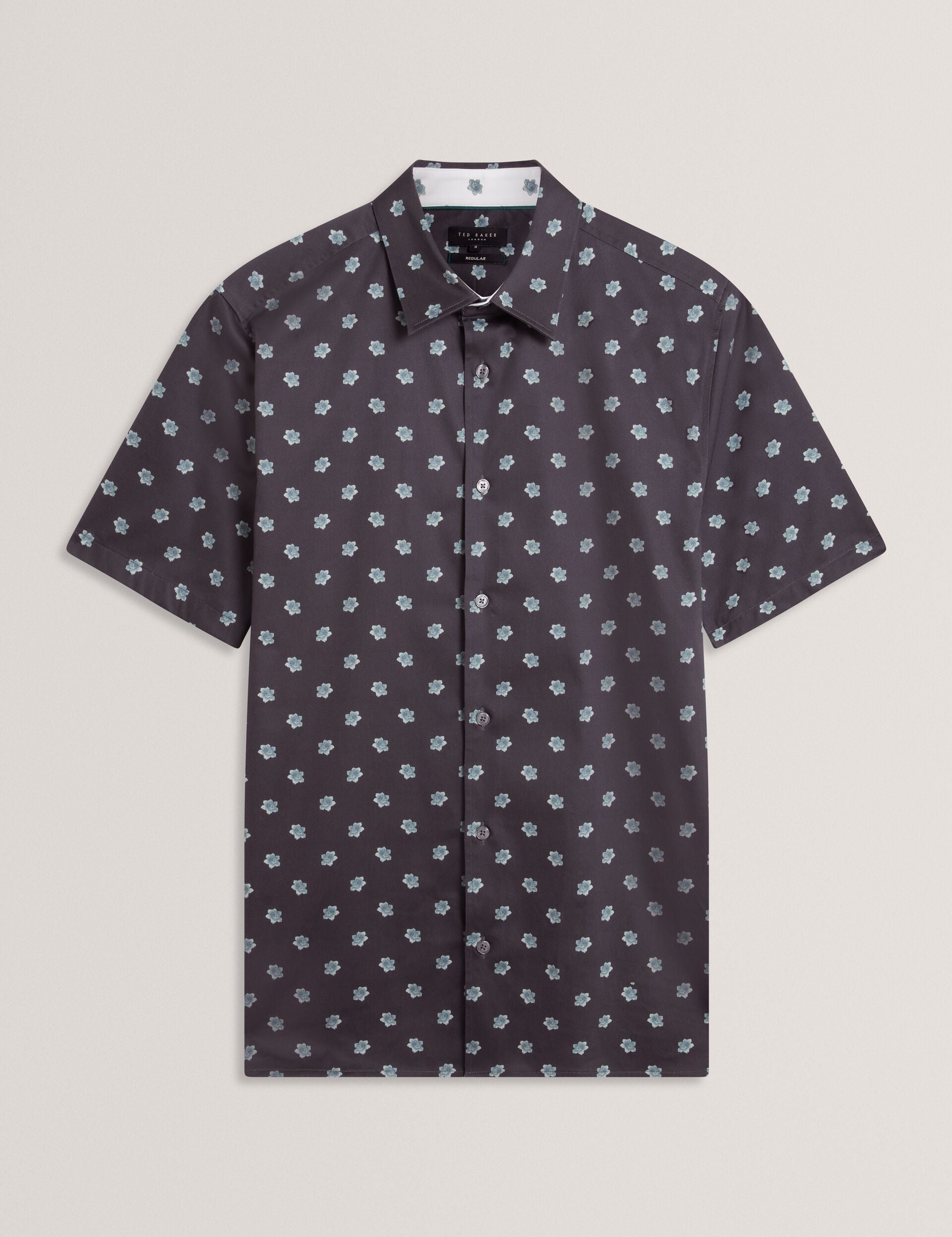 Ted Baker CHASKA Mini Floral Print Short Sleeve Shirt NAVY