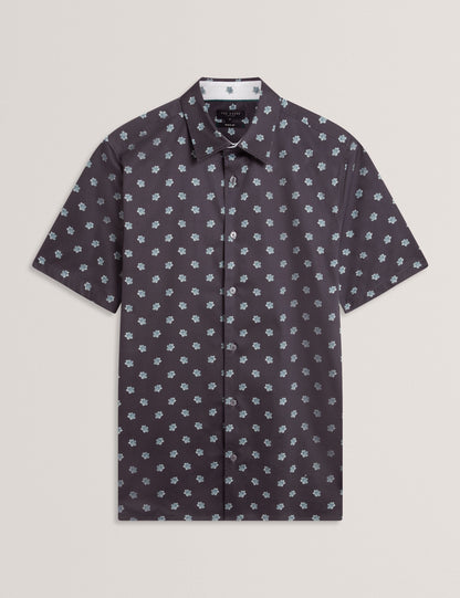 Ted Baker CHASKA Mini Floral Print Short Sleeve Shirt NAVY