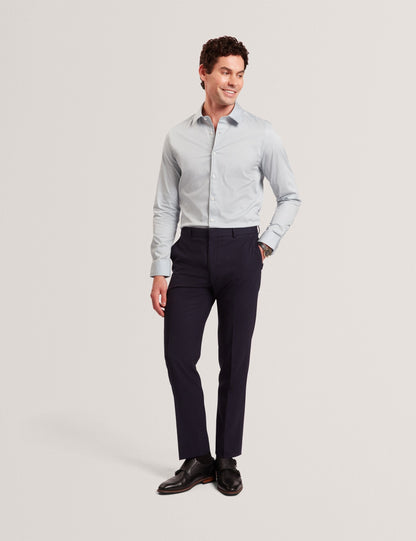Ted Baker OLWENO Micro Geo Print Long Sleeve Slim Shirt LIGHT BLUE