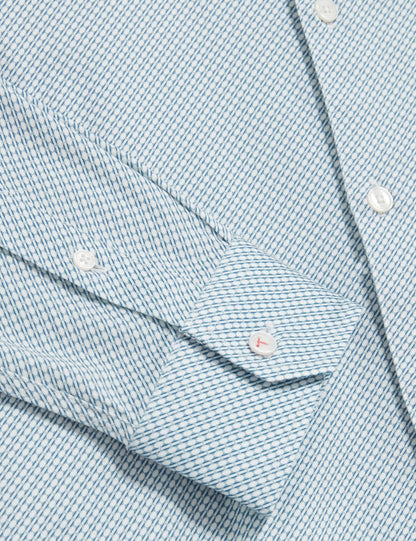 Ted Baker OLWENO Micro Geo Print Long Sleeve Slim Shirt LIGHT BLUE