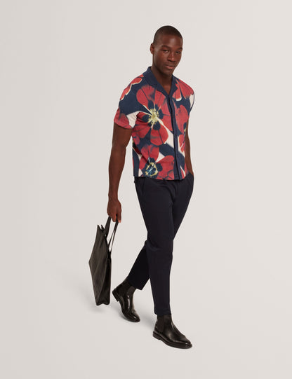 Ted Baker WYRIC Blooms Print Knitted Short Sleeve Shirt MULTICOLOUR