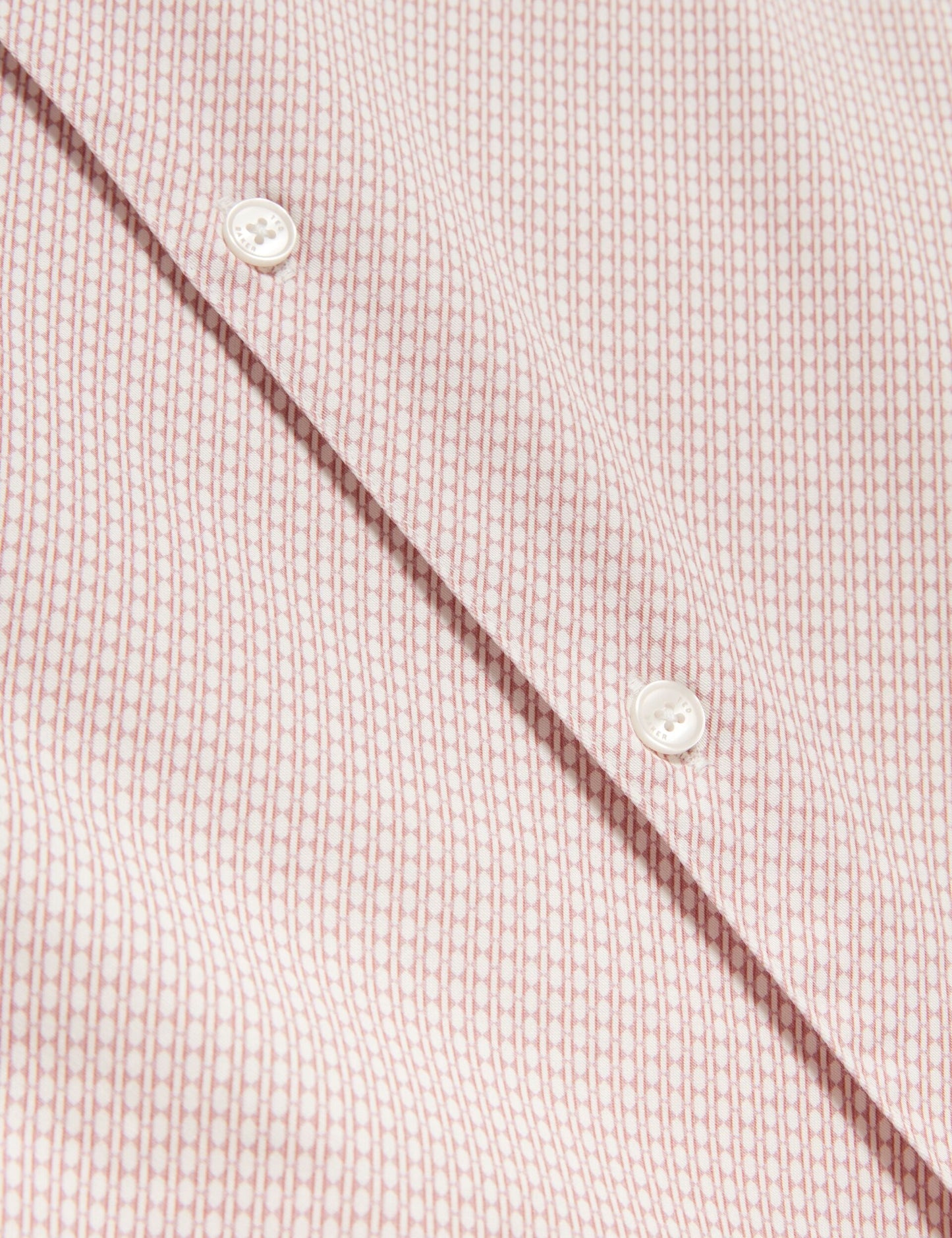 Ted Baker ROMMANN Micro Geo Print Slim Short Sleeve Shirt LIGHT PINK