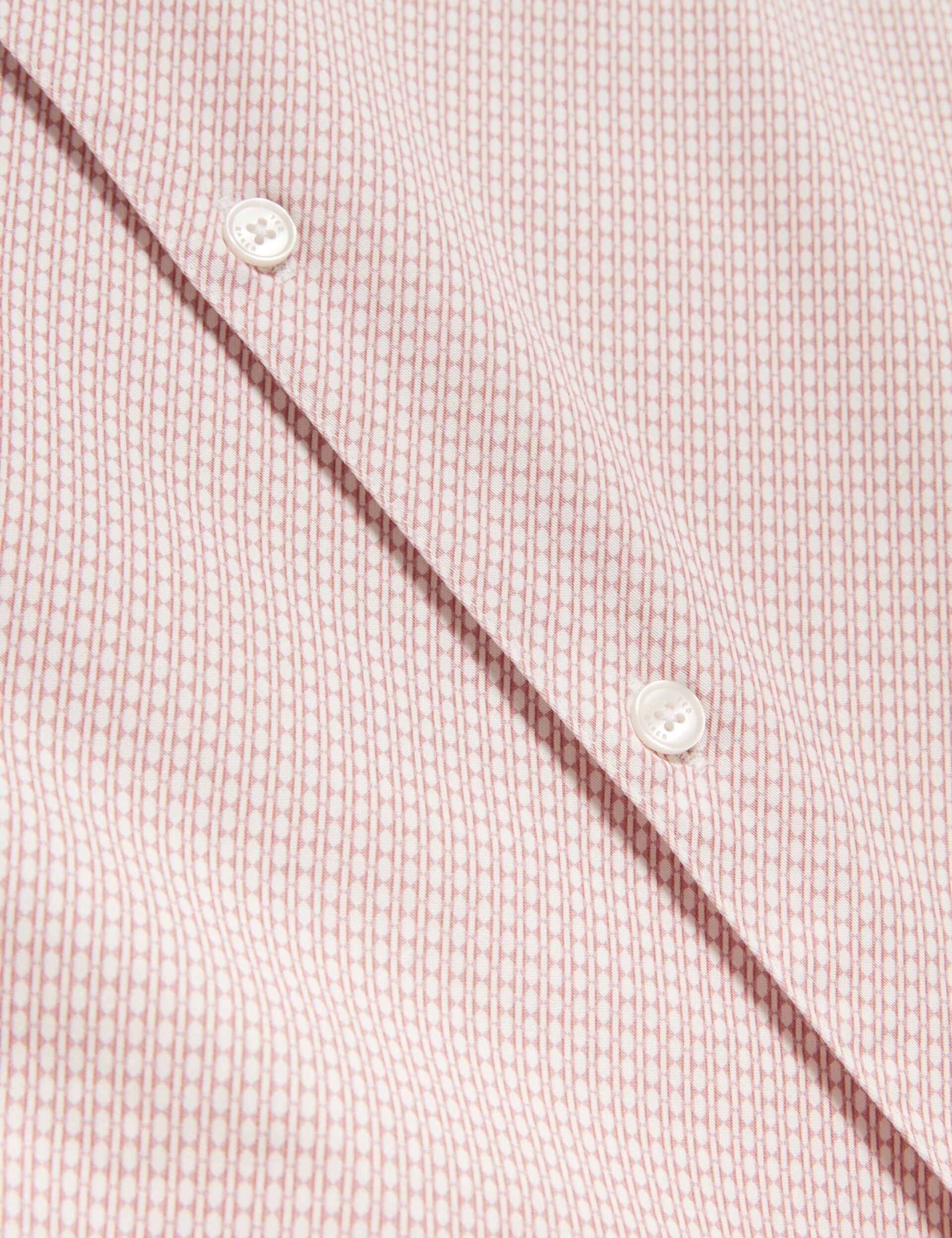 Ted Baker ROMMANN Micro Geo Print Slim Short Sleeve Shirt LIGHT PINK
