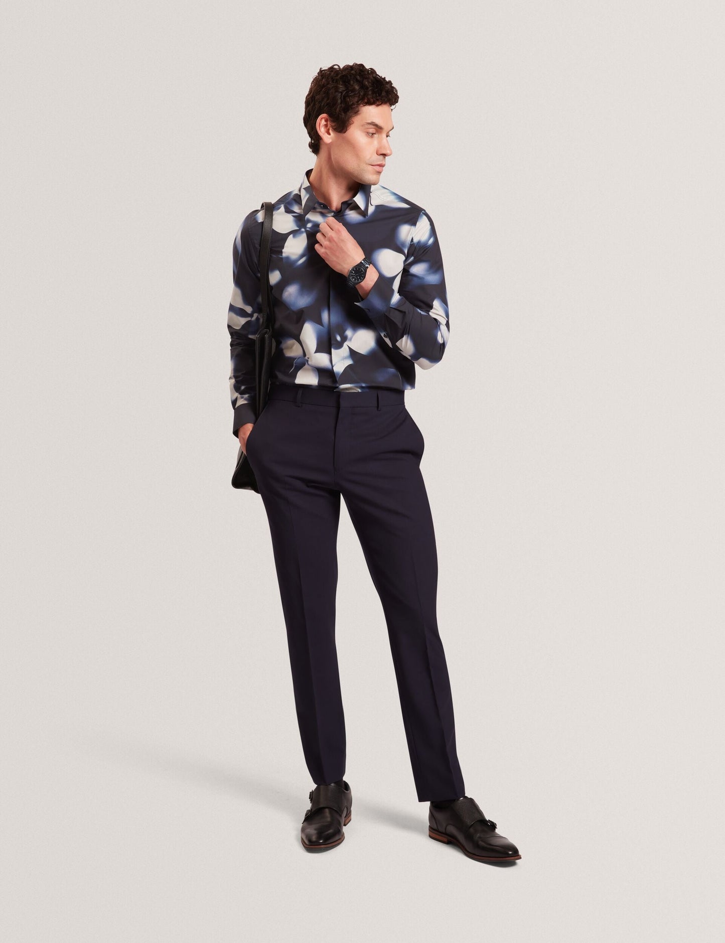 Ted Baker WRENIN Photographic Floral Print Long Sleeve Shirt NAVY