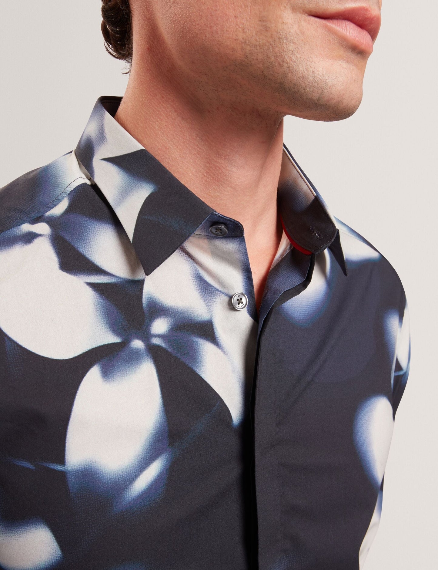 Ted Baker WRENIN Photographic Floral Print Long Sleeve Shirt NAVY