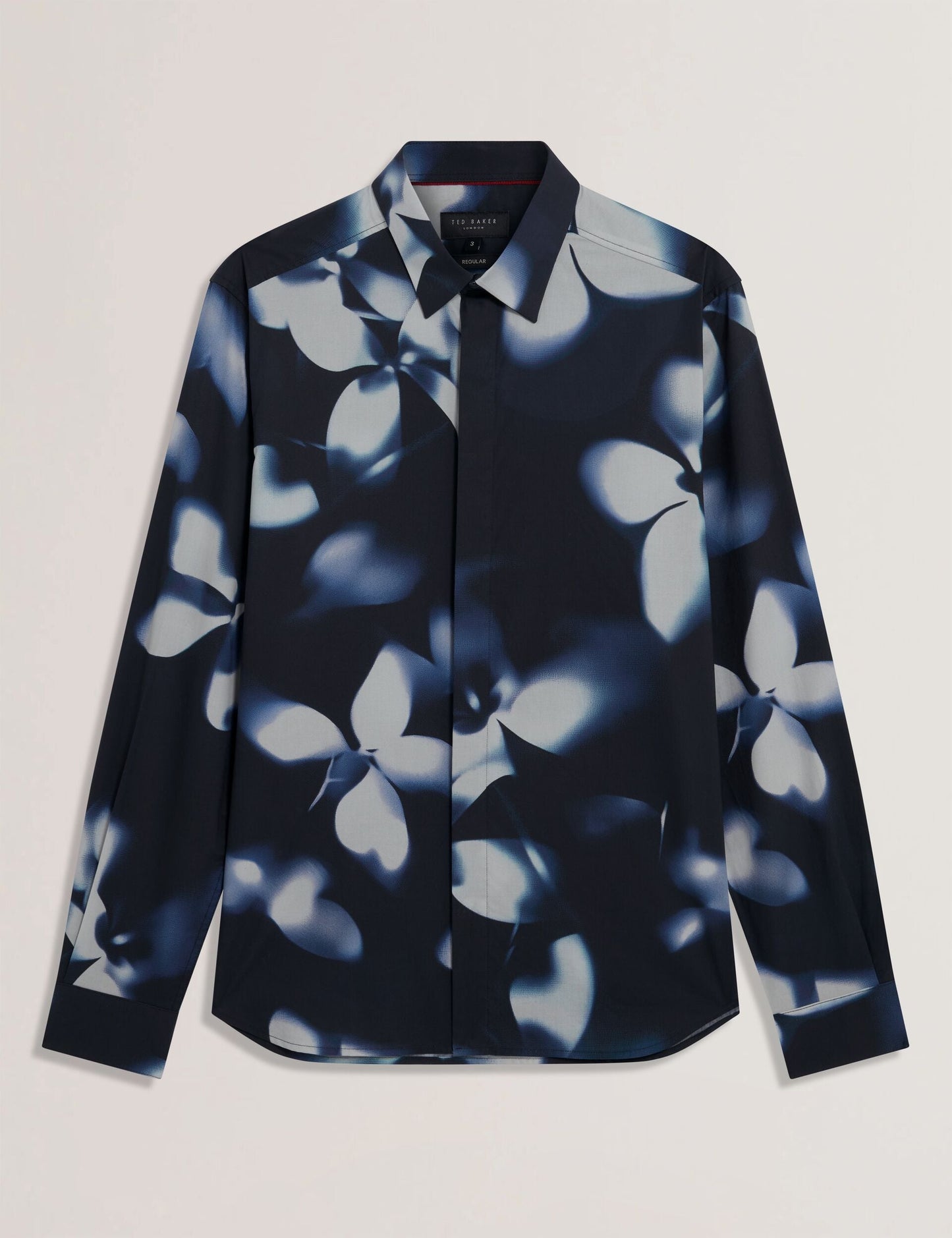 Ted Baker WRENIN Photographic Floral Print Long Sleeve Shirt NAVY