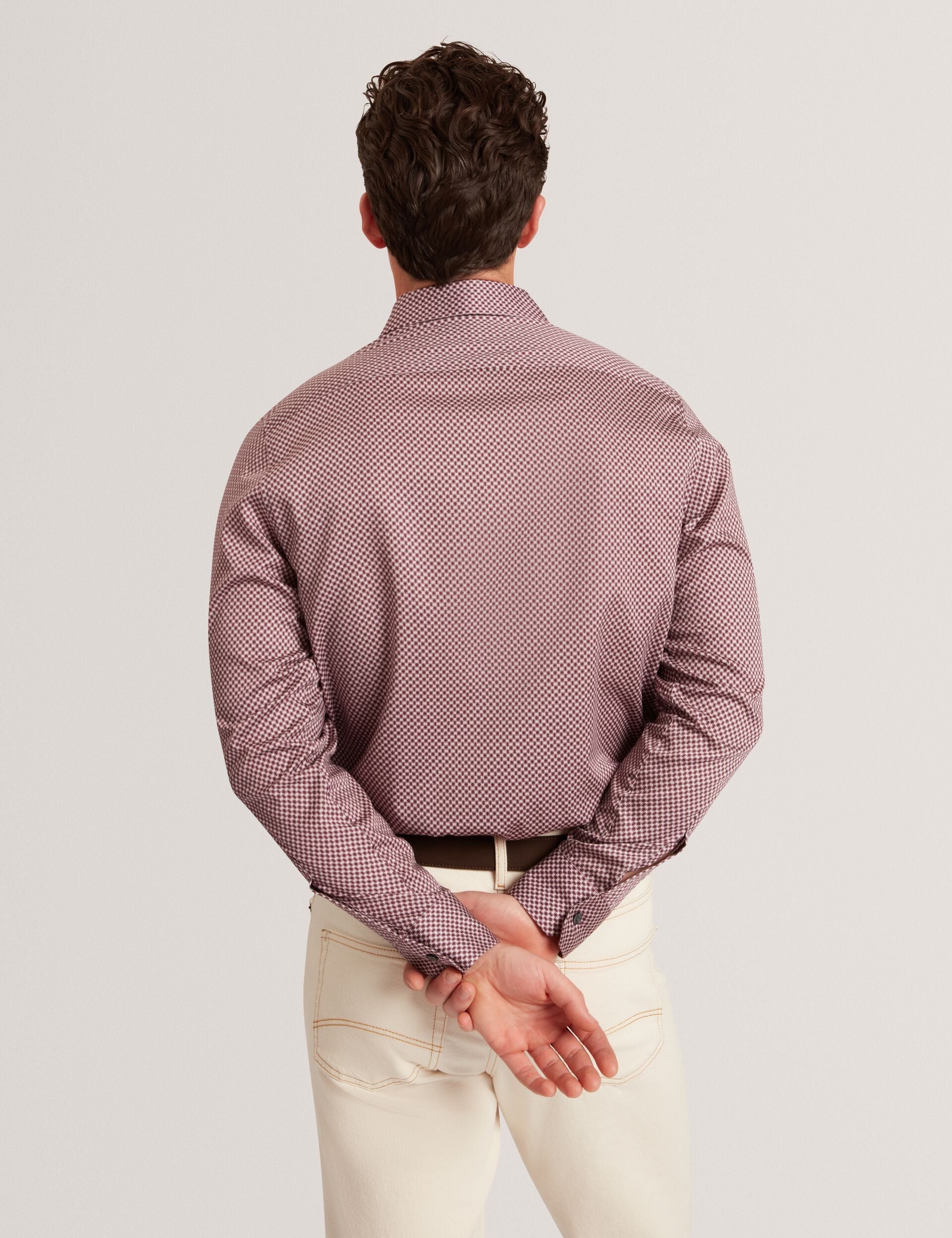 Ted Baker JOZEF Slim Fit Micro Geometric Print Shirt LIGHT PURPLE