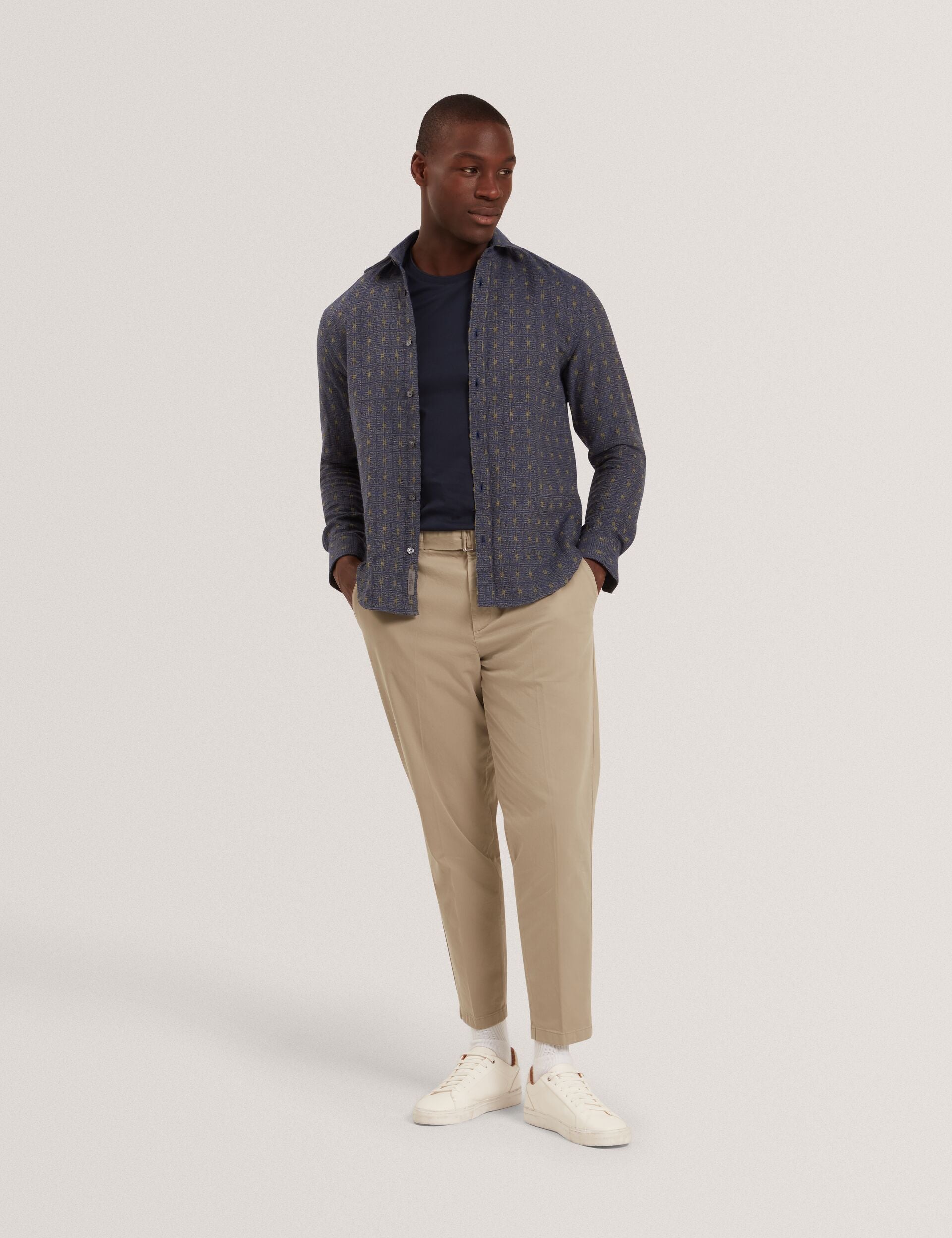 Ted Baker VYSER Jacquard Check Woven Long Sleeve Shirt TEAL BLUE