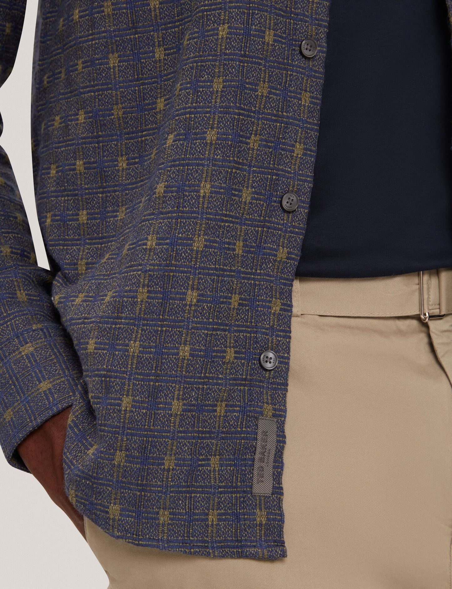Ted Baker VYSER Jacquard Check Woven Long Sleeve Shirt TEAL BLUE