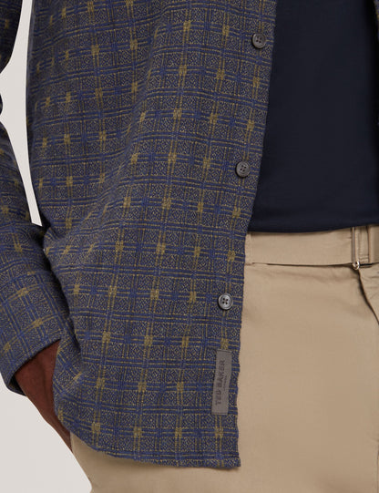Ted Baker VYSER Jacquard Check Woven Long Sleeve Shirt TEAL BLUE