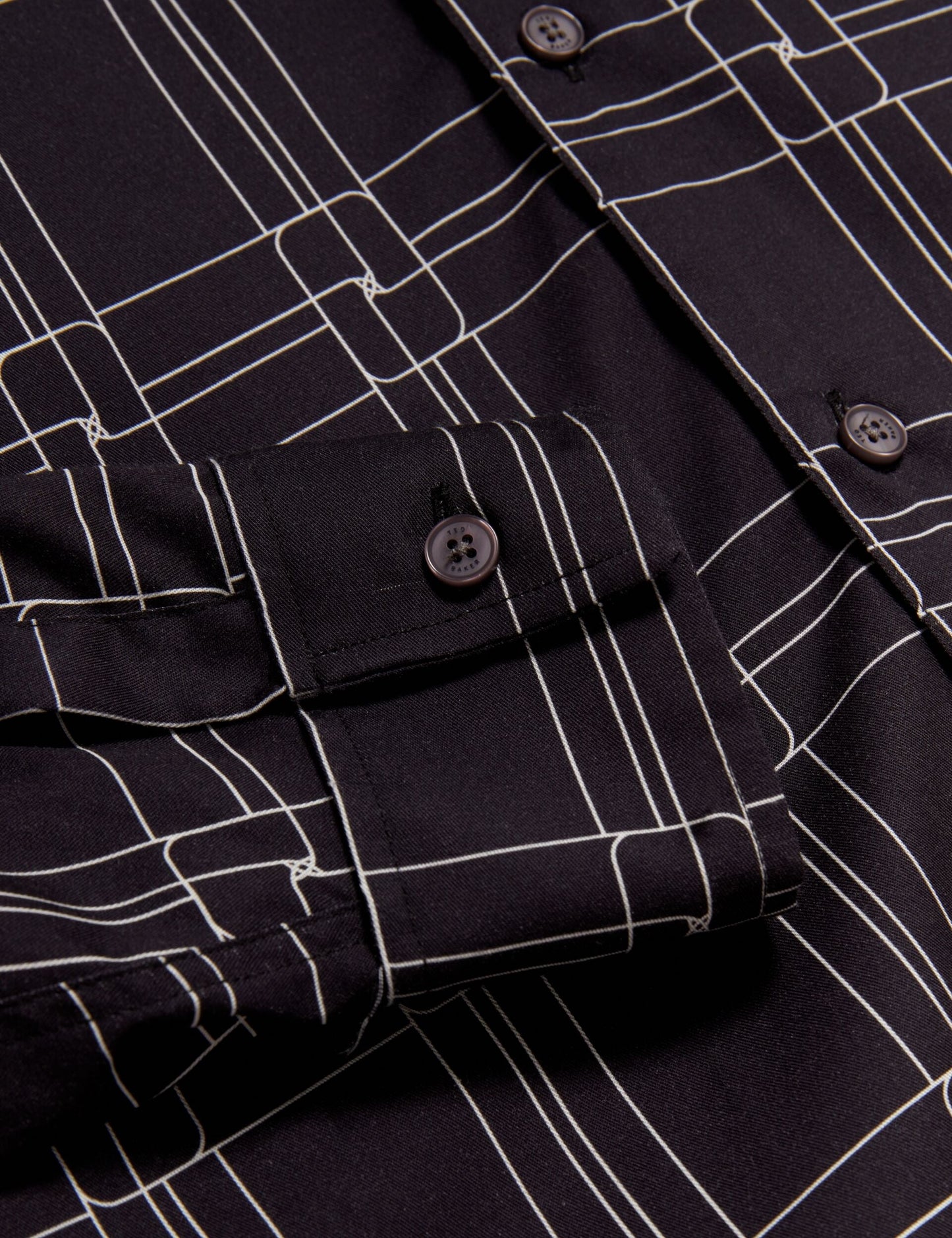 Ted Baker LIRRA Retro Check Print Long Sleeve Shirt BLACK