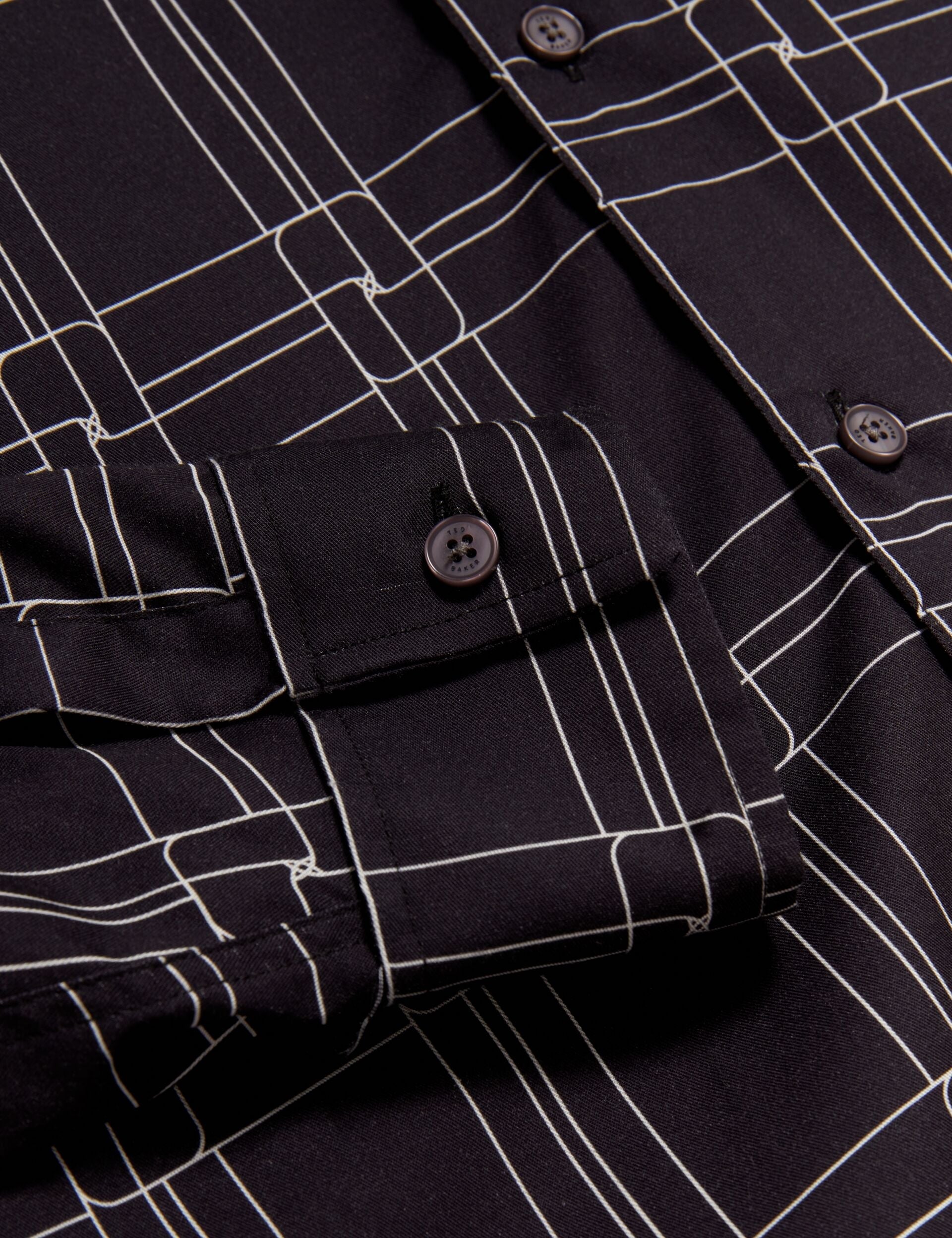 Ted Baker LIRRA Retro Check Print Long Sleeve Shirt BLACK