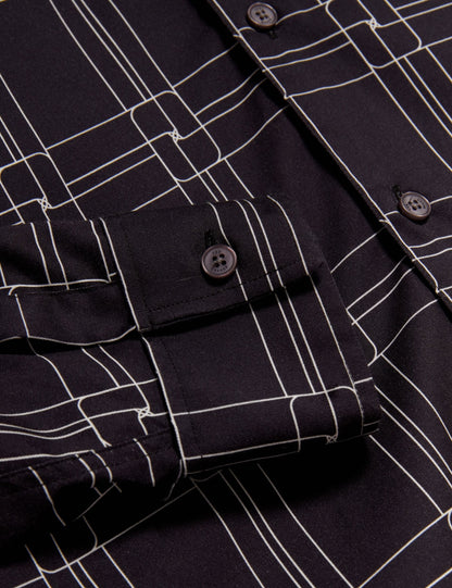 Ted Baker LIRRA Retro Check Print Long Sleeve Shirt BLACK