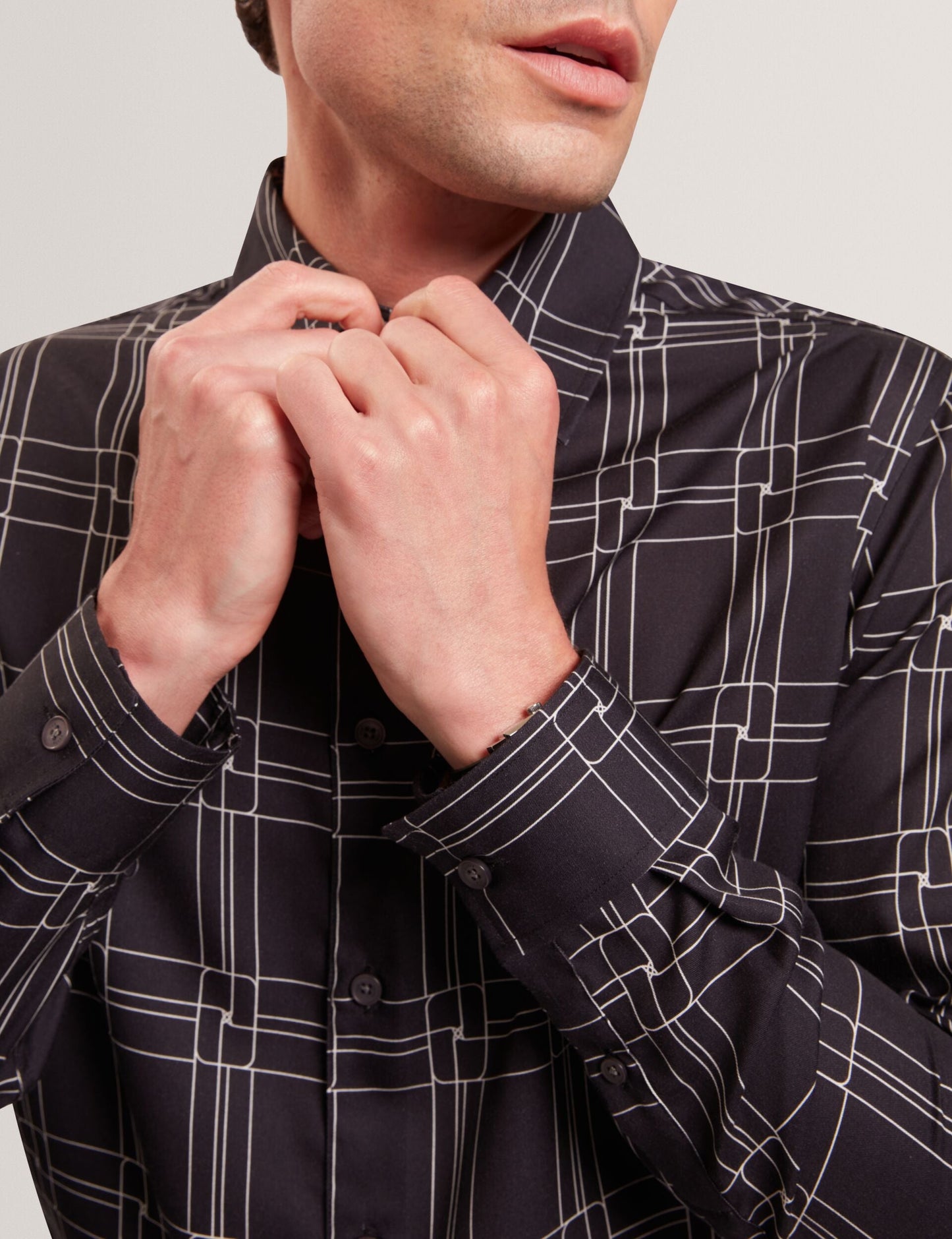 Ted Baker LIRRA Retro Check Print Long Sleeve Shirt BLACK