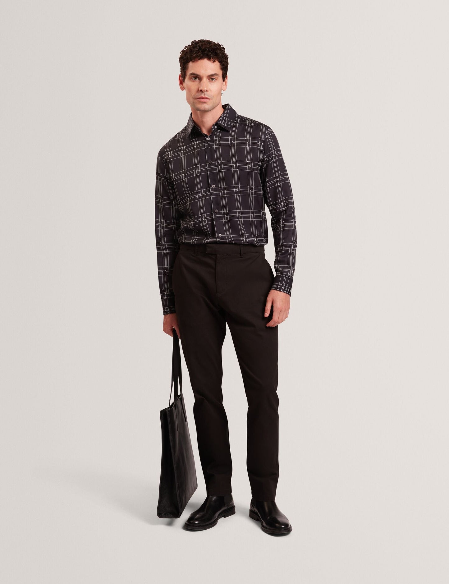 Ted Baker LIRRA Retro Check Print Long Sleeve Shirt BLACK