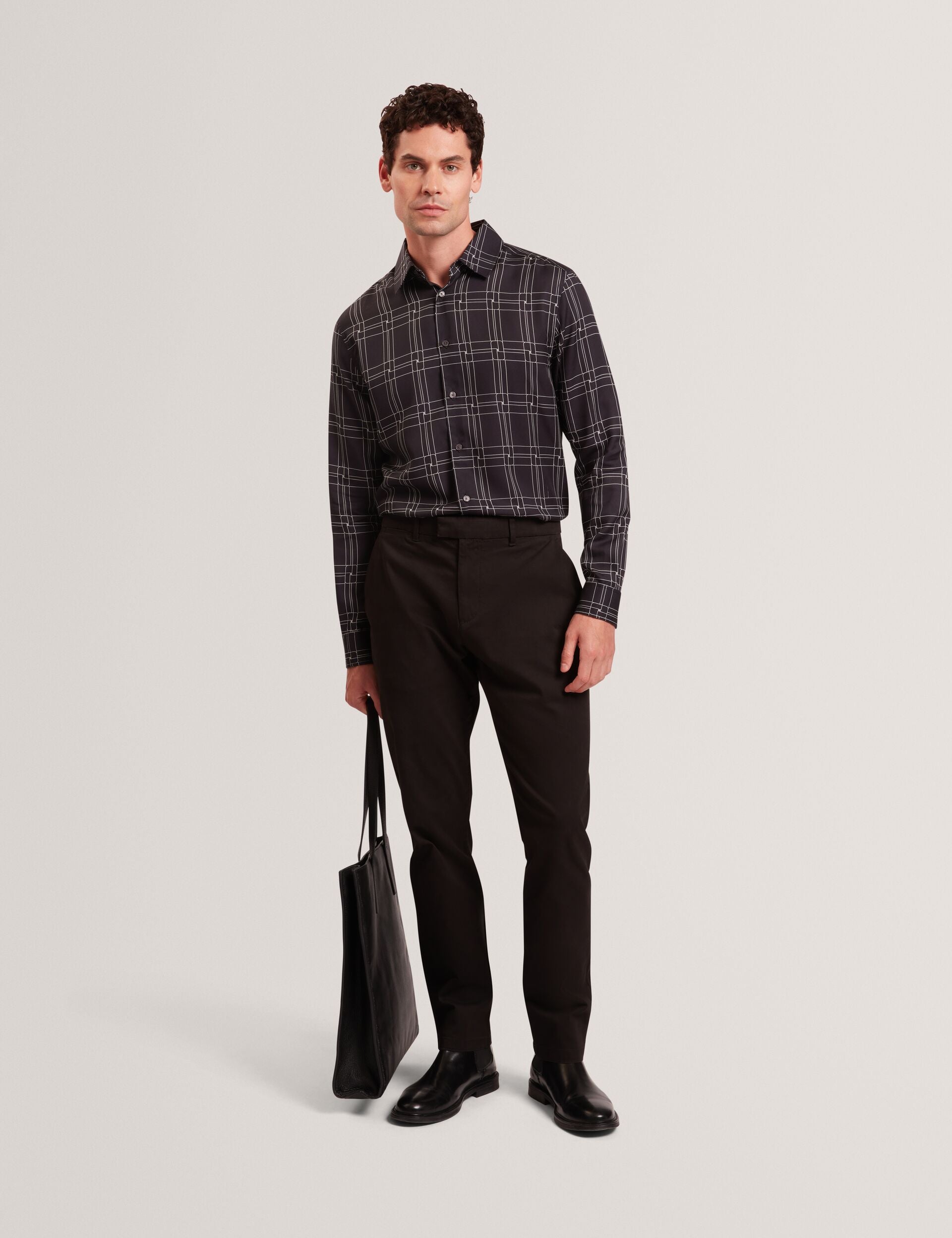 Ted Baker LIRRA Retro Check Print Long Sleeve Shirt BLACK