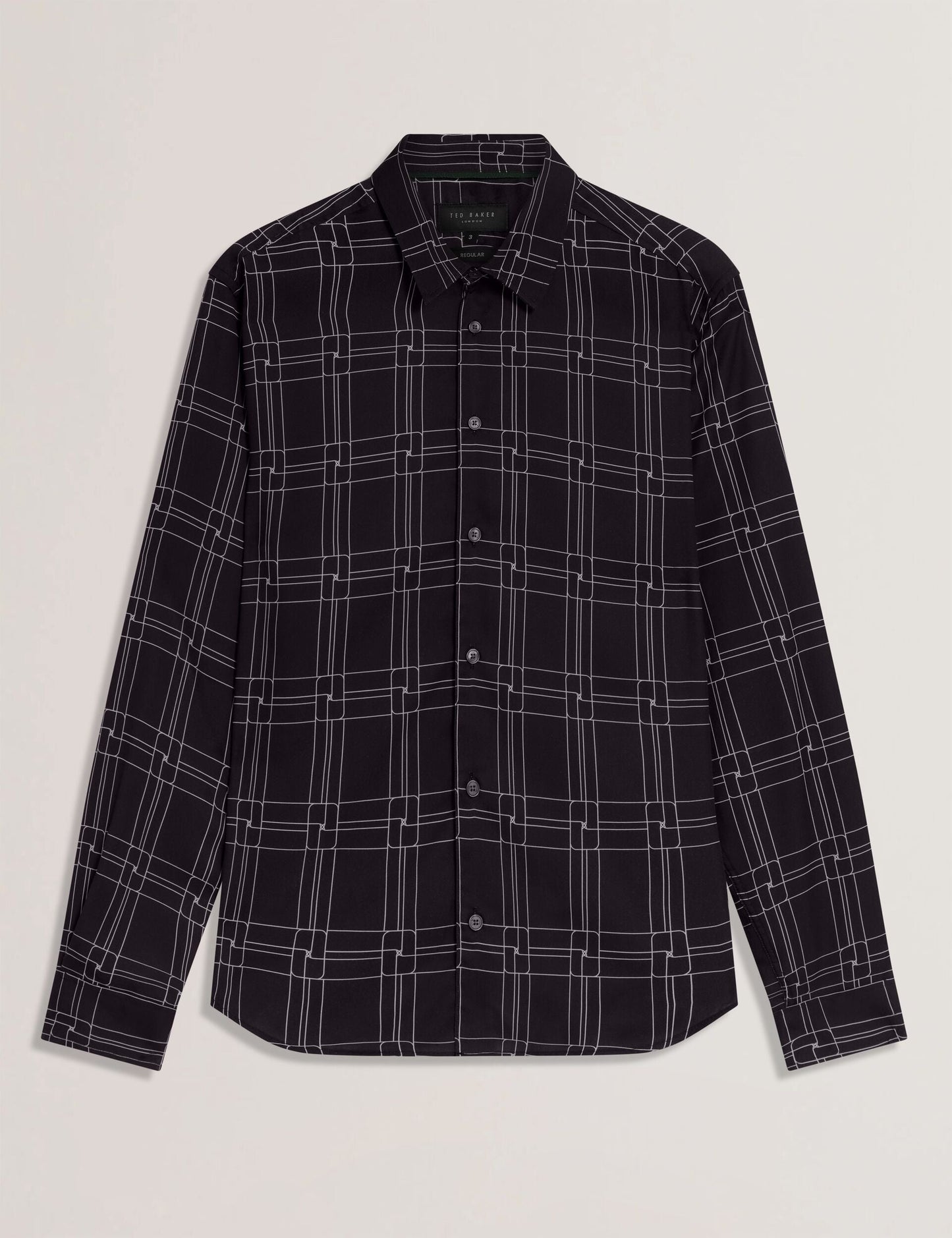 Ted Baker LIRRA Retro Check Print Long Sleeve Shirt BLACK