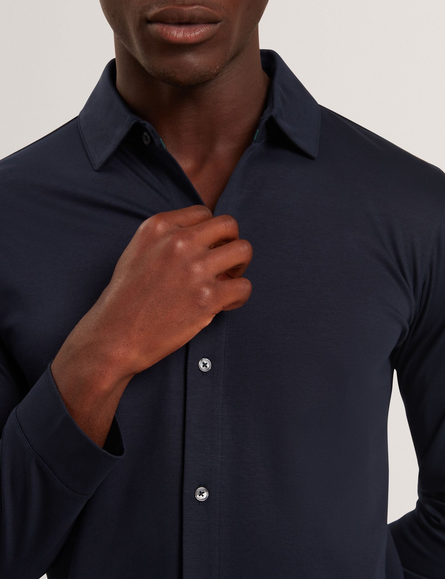 Ted Baker QUILLON Soft Touch Jersey Long Sleeve Shirt NAVY